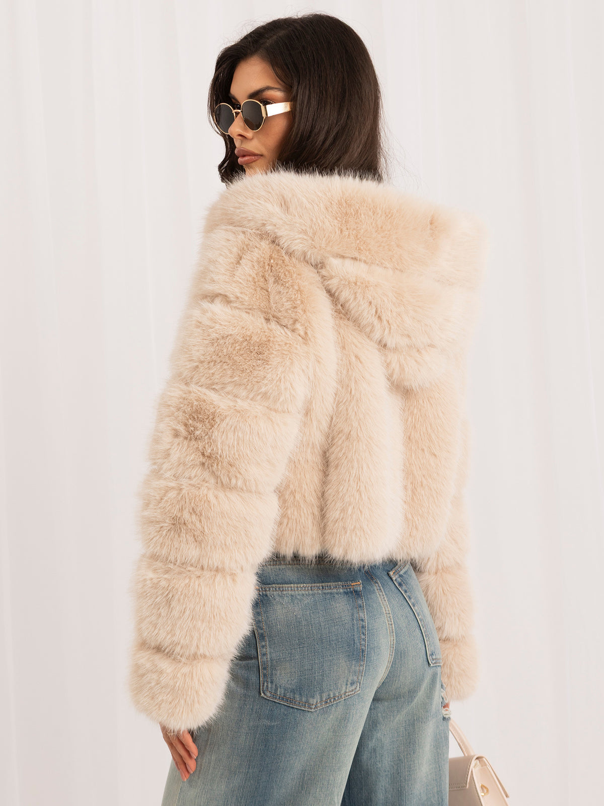 MELFIA Cropped Faux Fur Jacket
