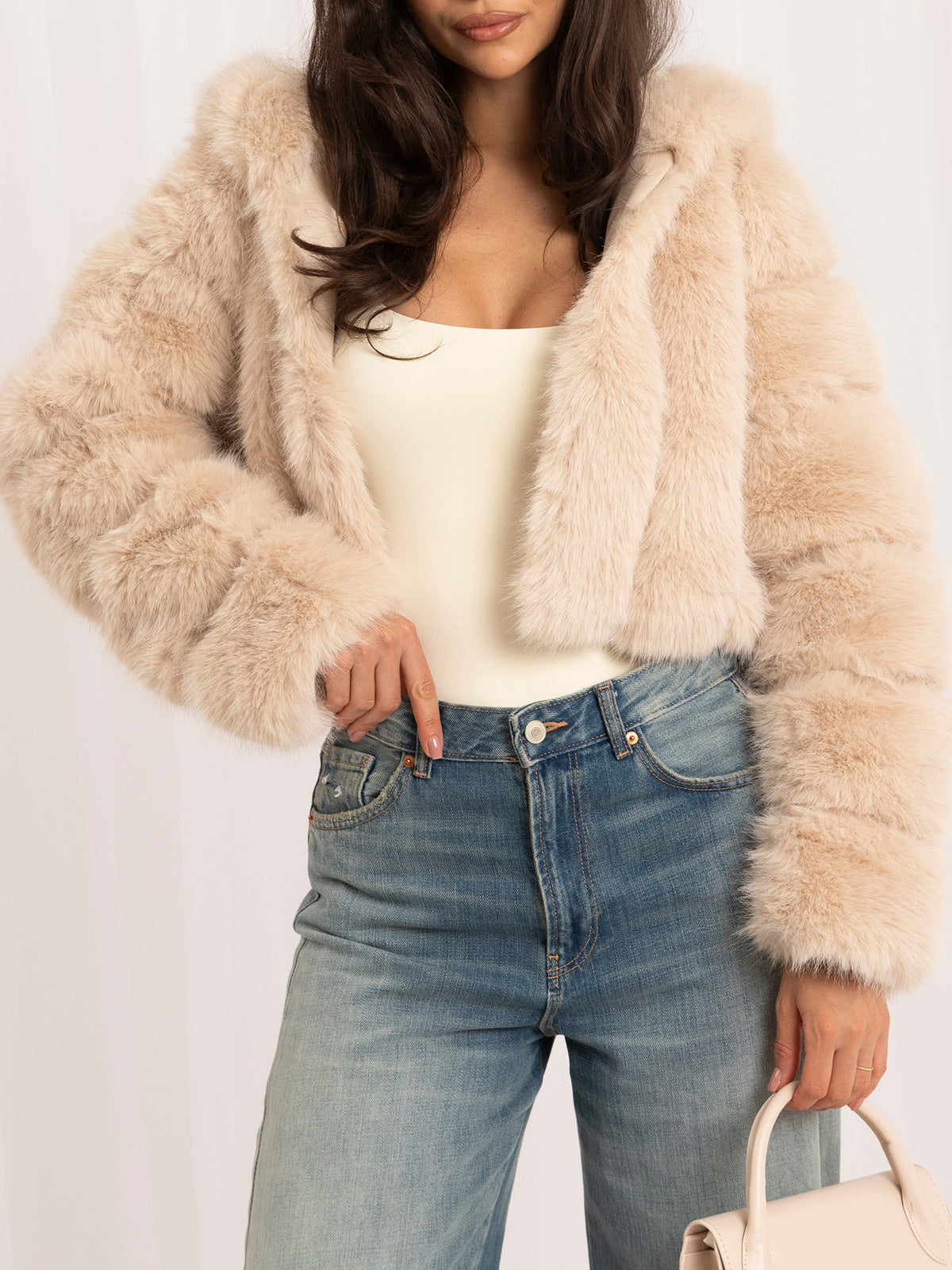 MELFIA Cropped Faux Fur Jacket