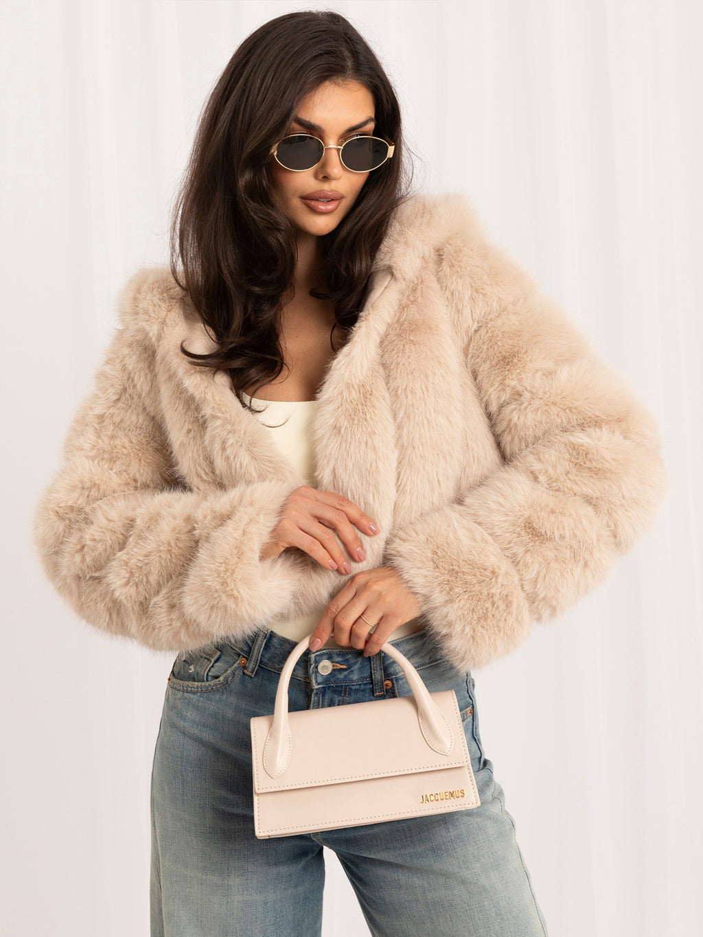 MELFIA Cropped Faux Fur Jacket