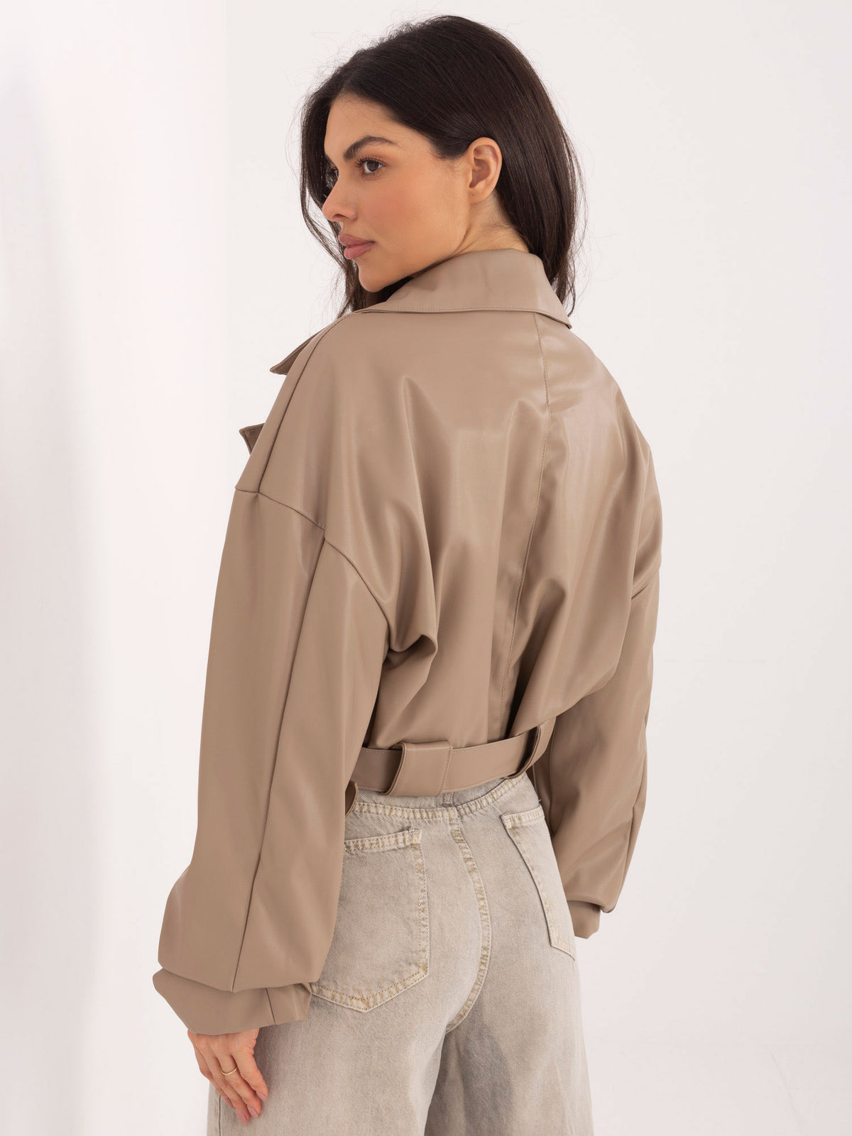 MELFIA  Schwarze Bikerjacke mit gerafften Ärmeln