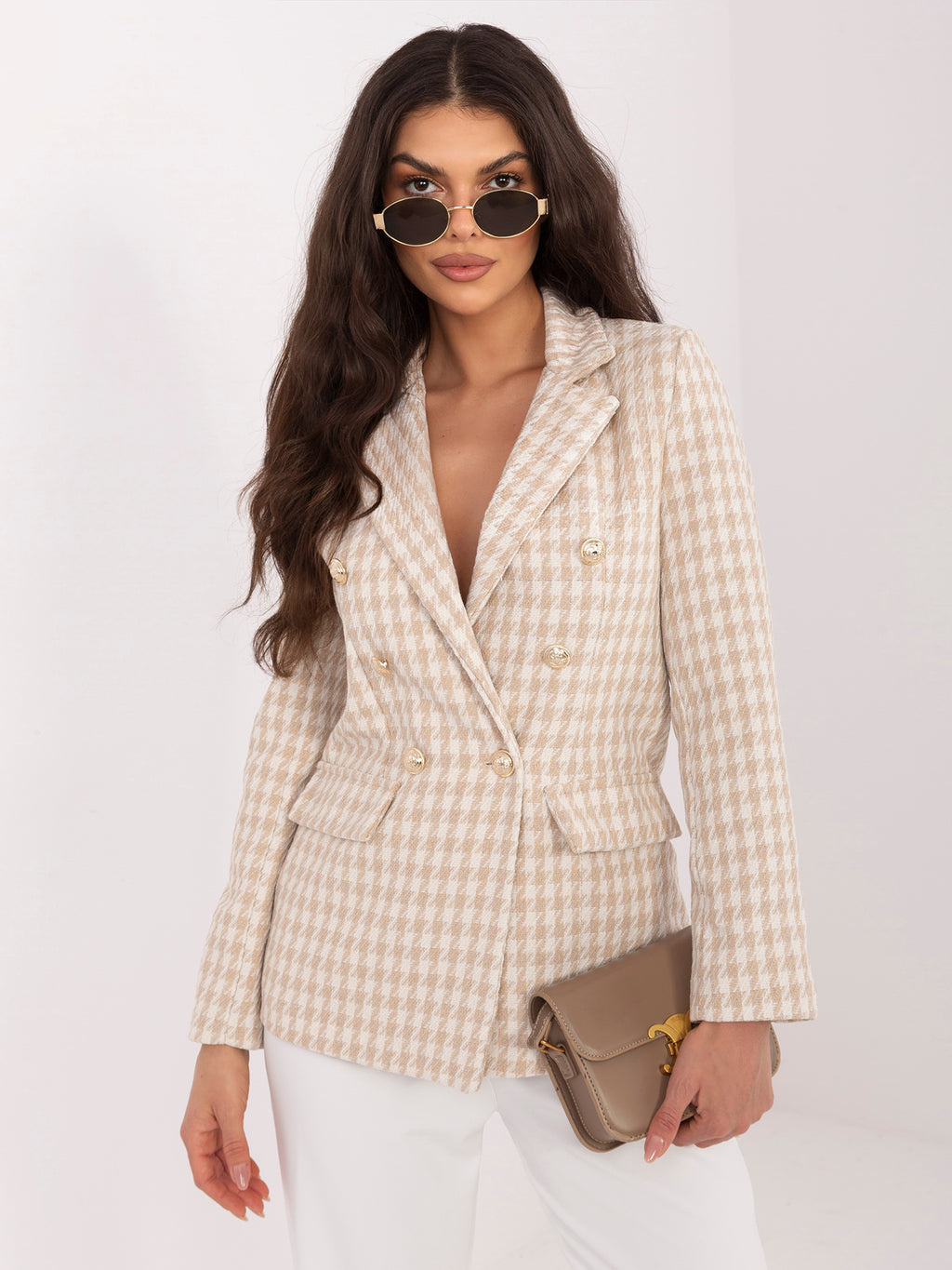 MELFIA Elegante Jacke im Hahnentrittmuster