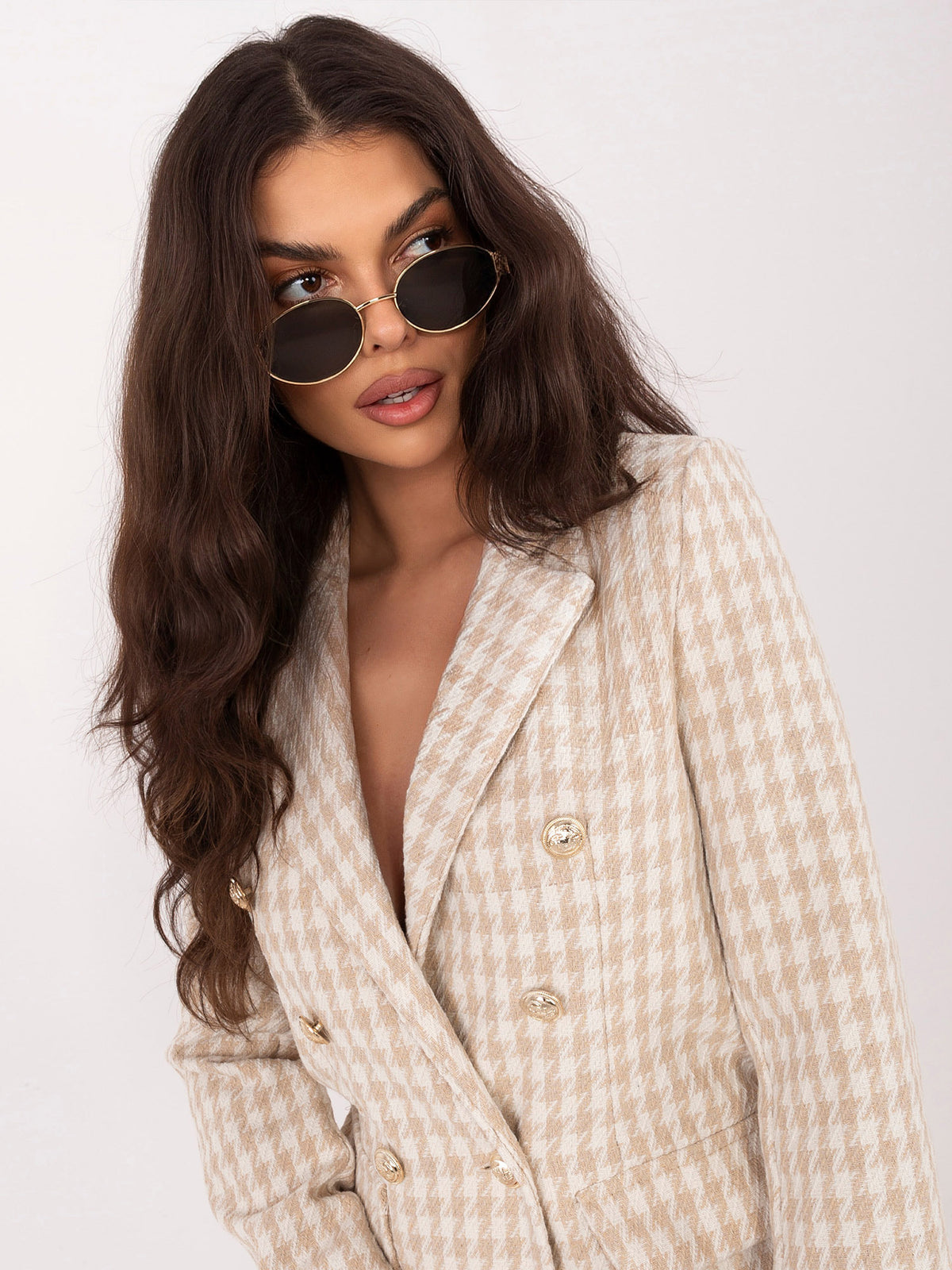 MELFIA Elegante Jacke im Hahnentrittmuster