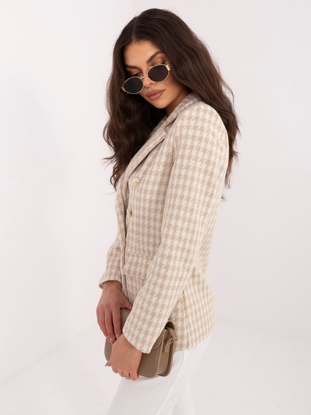 MELFIA Elegante Jacke im Hahnentrittmuster