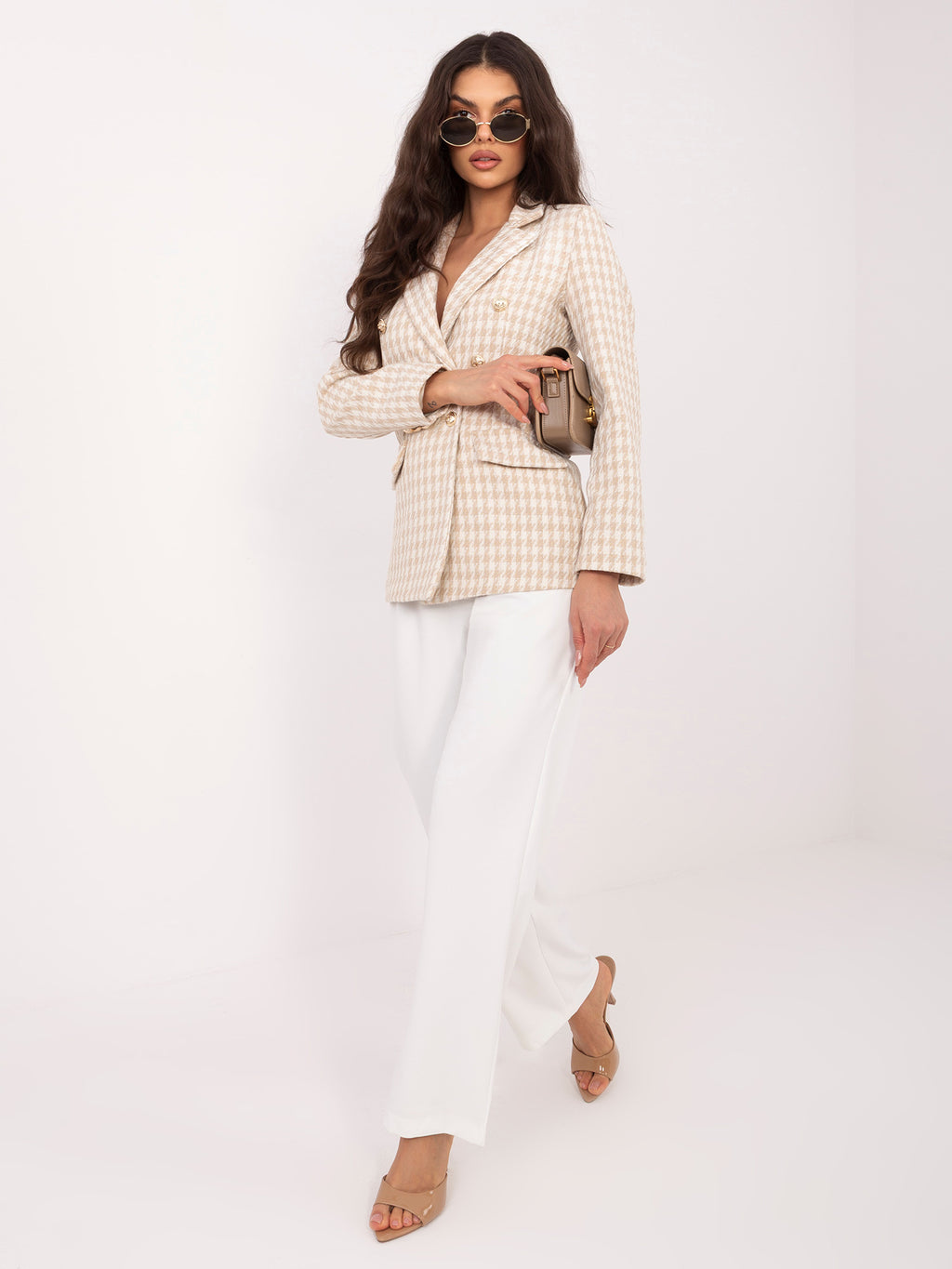 MELFIA Elegante Jacke im Hahnentrittmuster