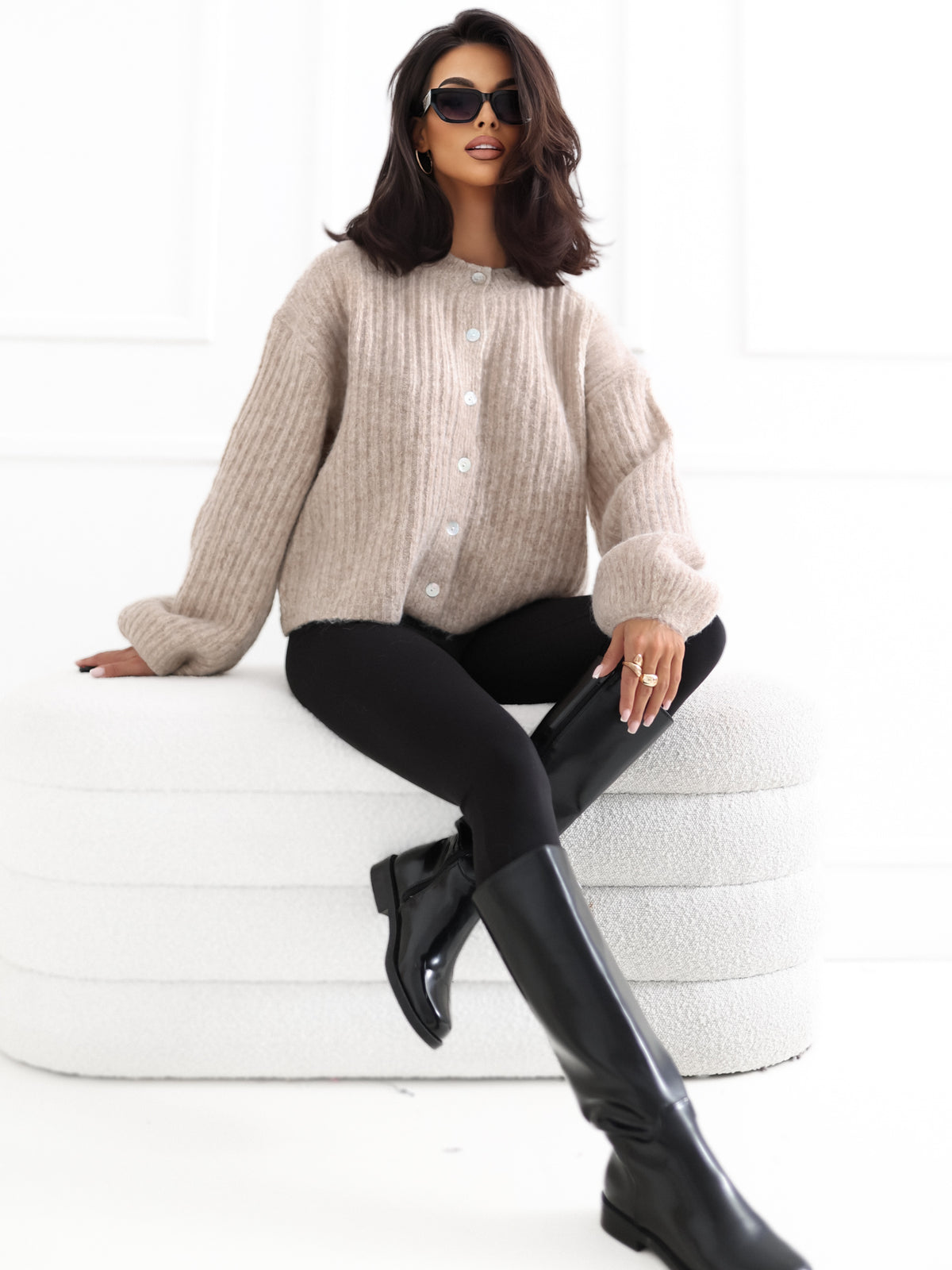 MELFIA Oversized Striped Cardigan