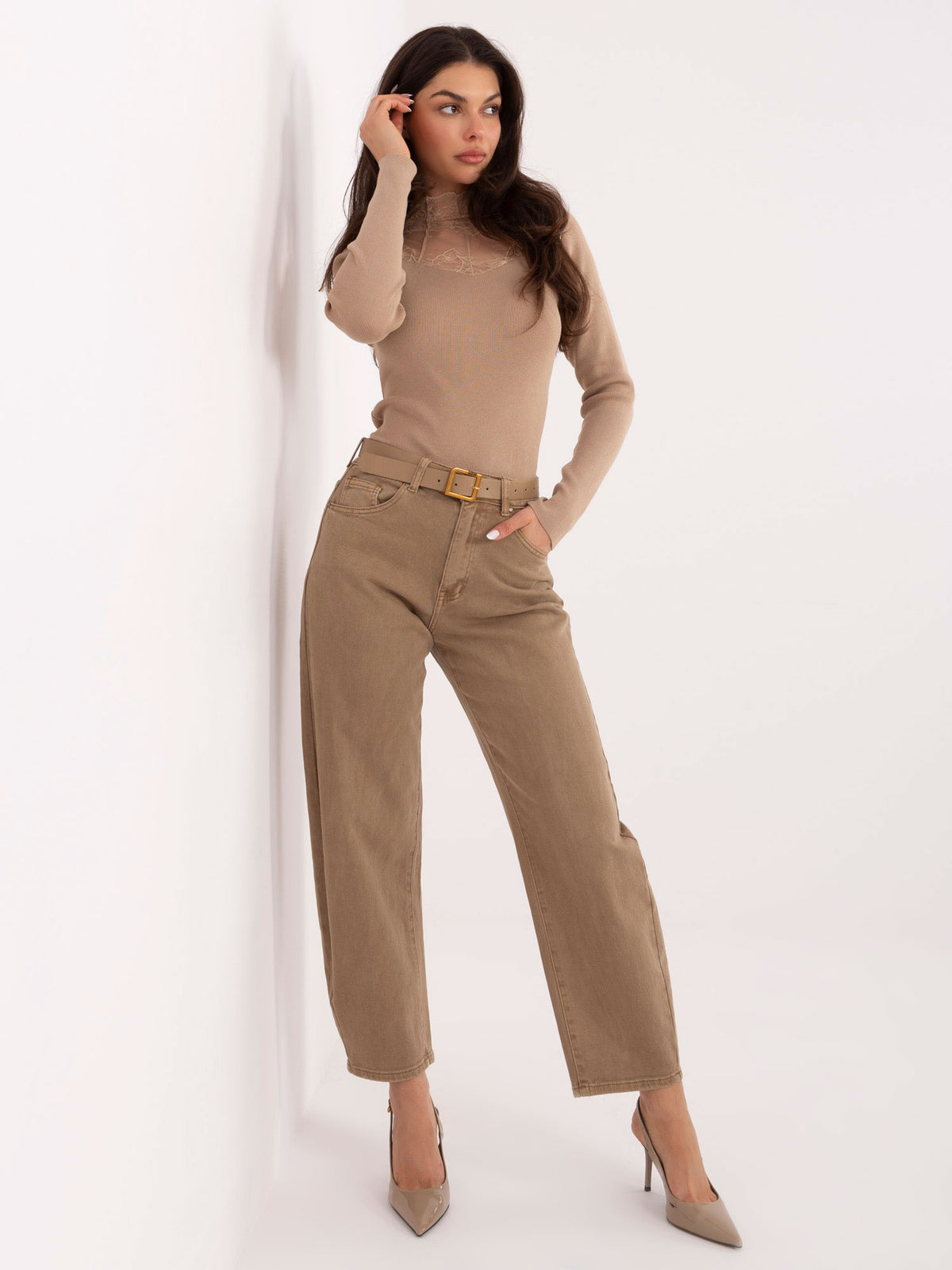 MELFIA® Taillierter Rippstrick-Pullover