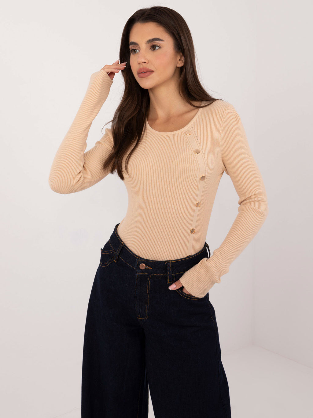 MELFIA® Taillierter Pullover mit Streifen