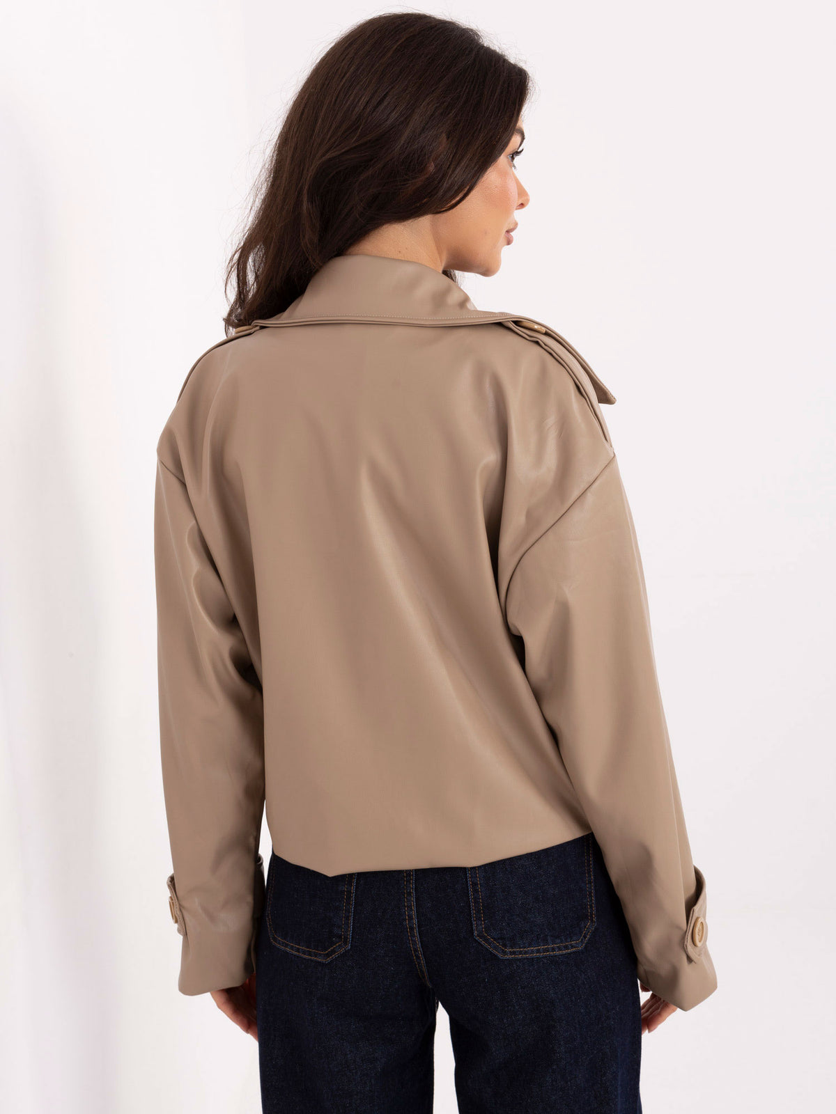 MELFIA Double-Breasted Faux Leather Coat