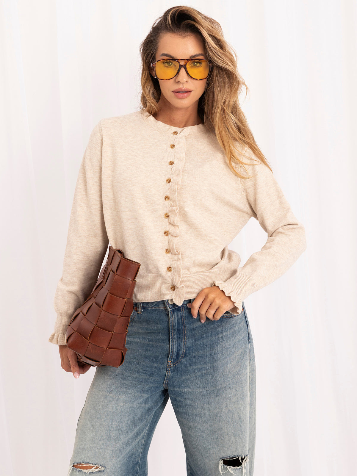 MELFIA Buttoned Knit Cardigan