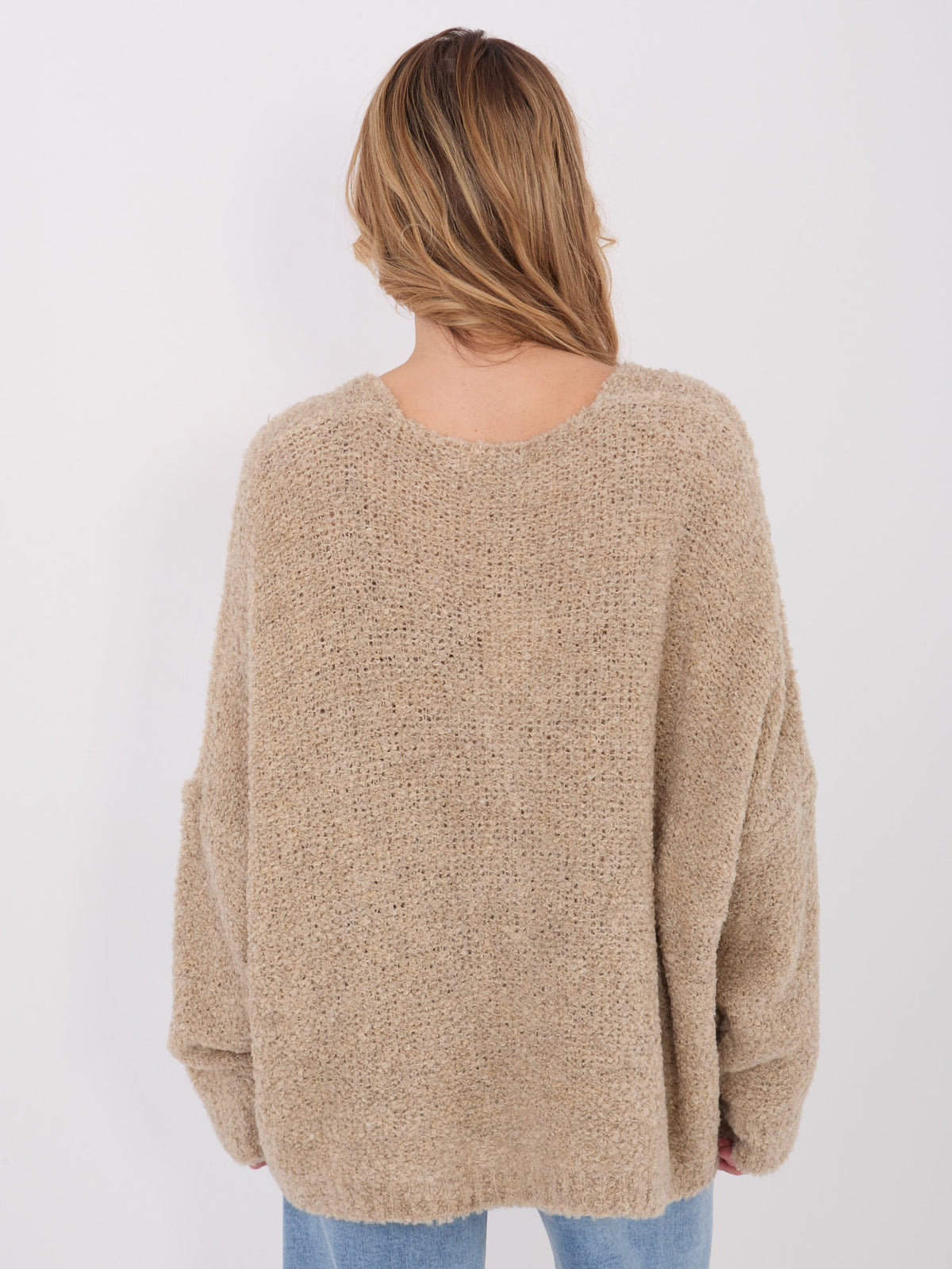 MELFIA® Bouclé-Pullover mit Zierknöpfen