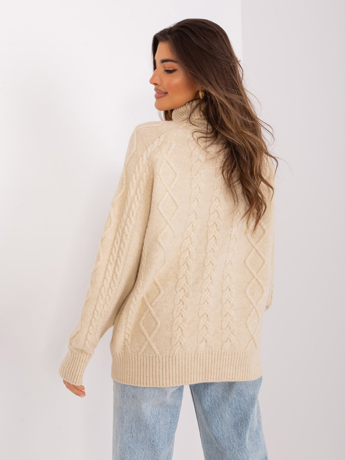 MELFIA – Damenpullover mit Zopfmuster und Rollkragen