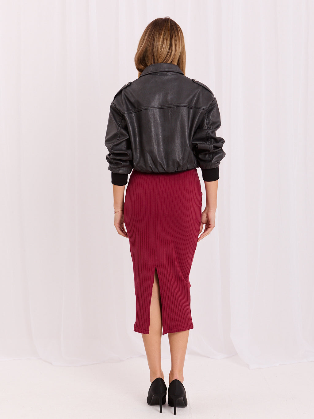 MELFIA Striped Midi Skirt
