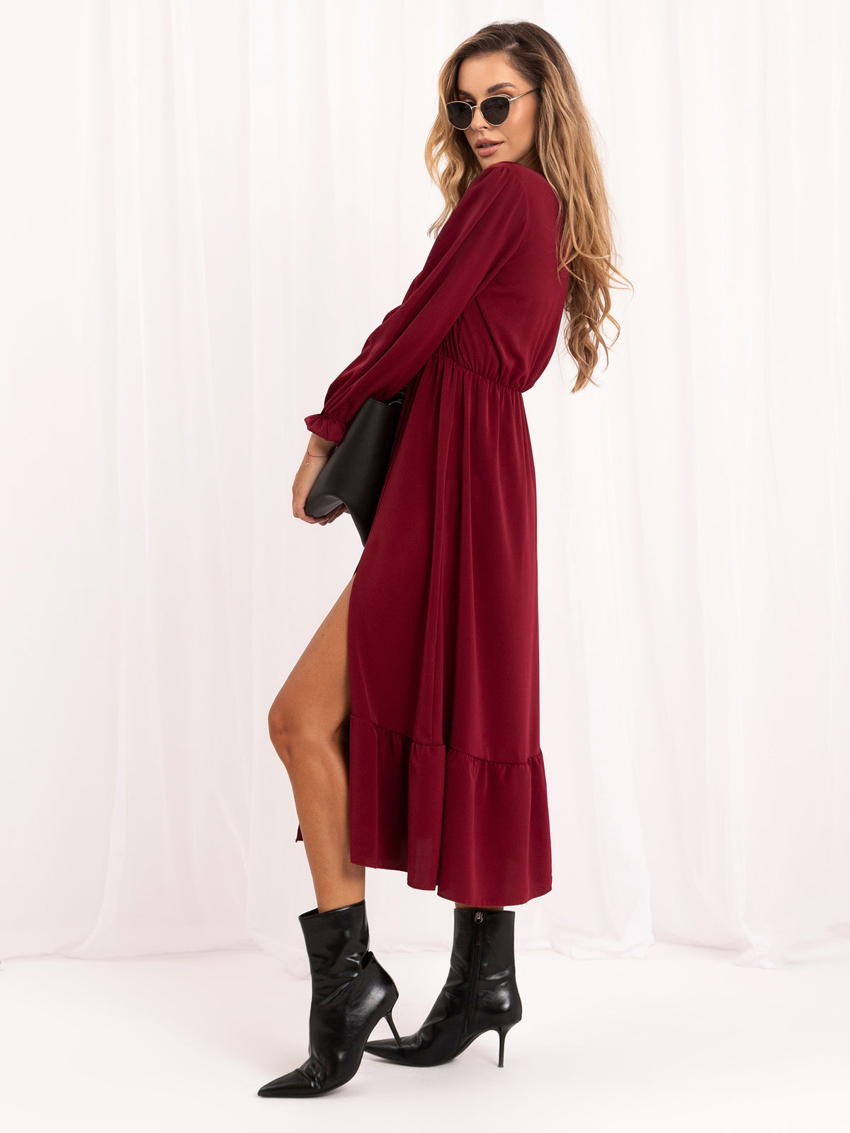 MELFIA ELARA – Midi-Kleid mit Rüschenärmeln