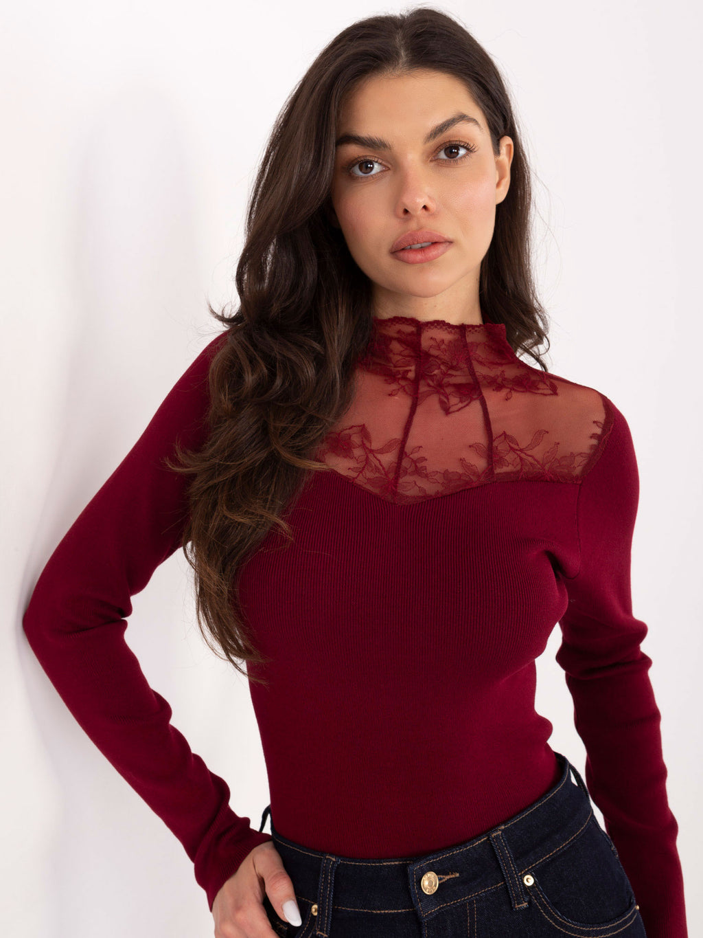 MELFIA® Taillierter Rippstrick-Pullover