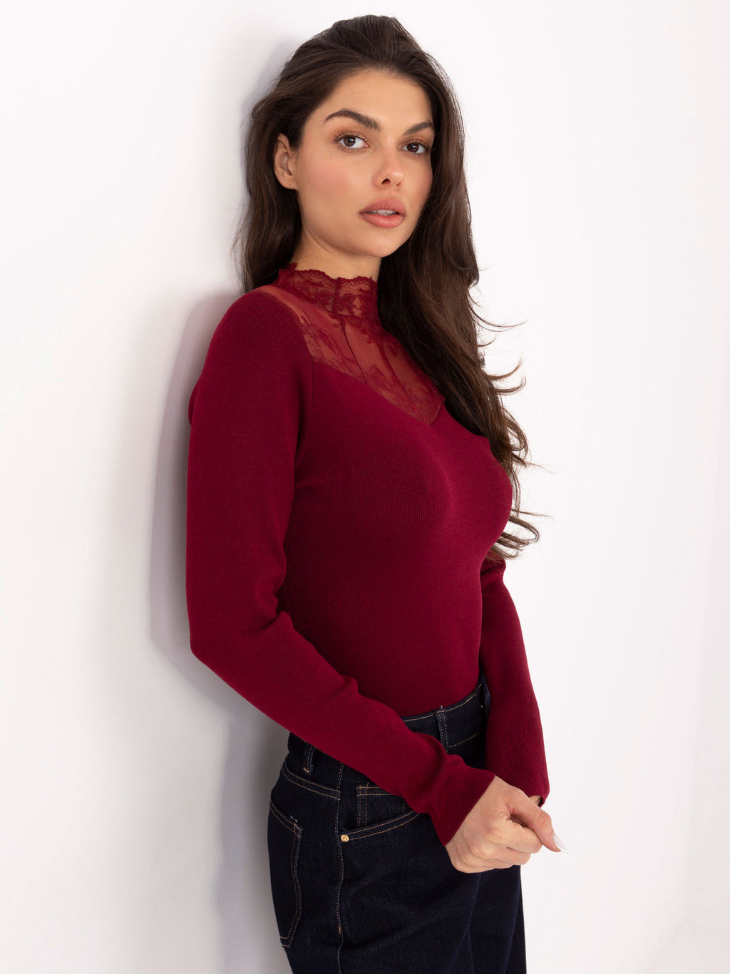 MELFIA® Taillierter Rippstrick-Pullover