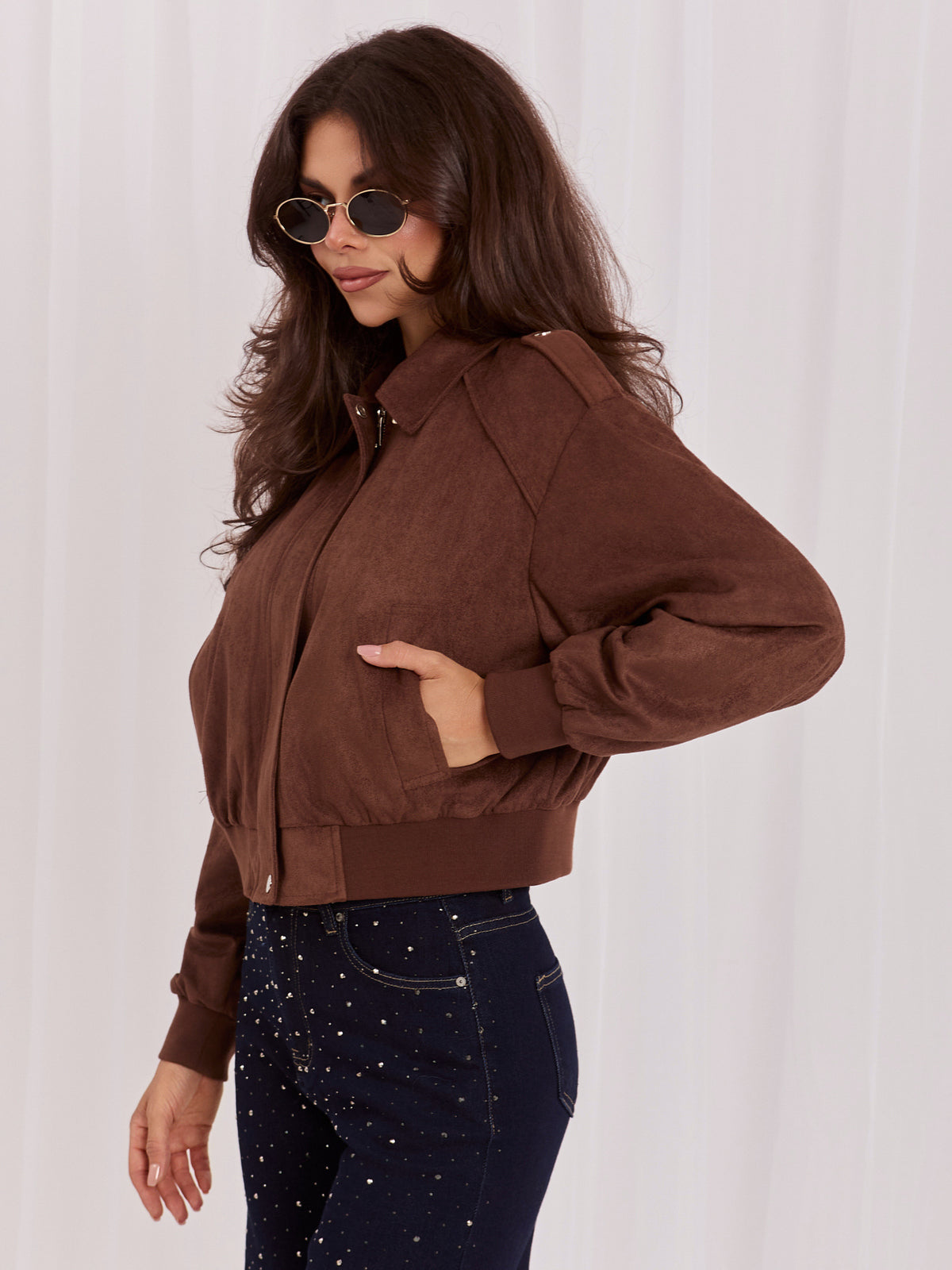 MELFIA  Jacke aus Kunstwildleder mit Schulterklappen