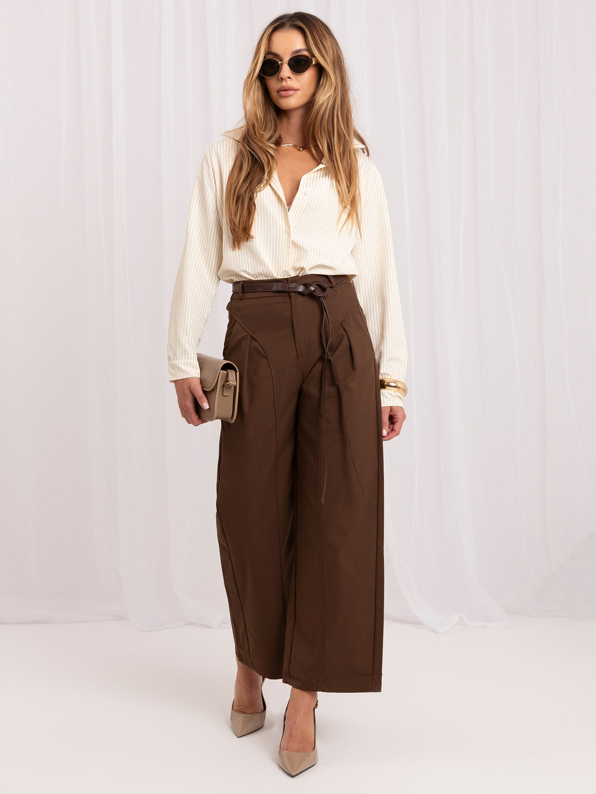 MELFIA Belted Wide Leg Trousers