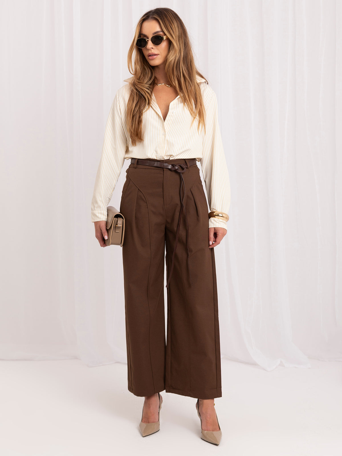 MELFIA Belted Wide Leg Trousers