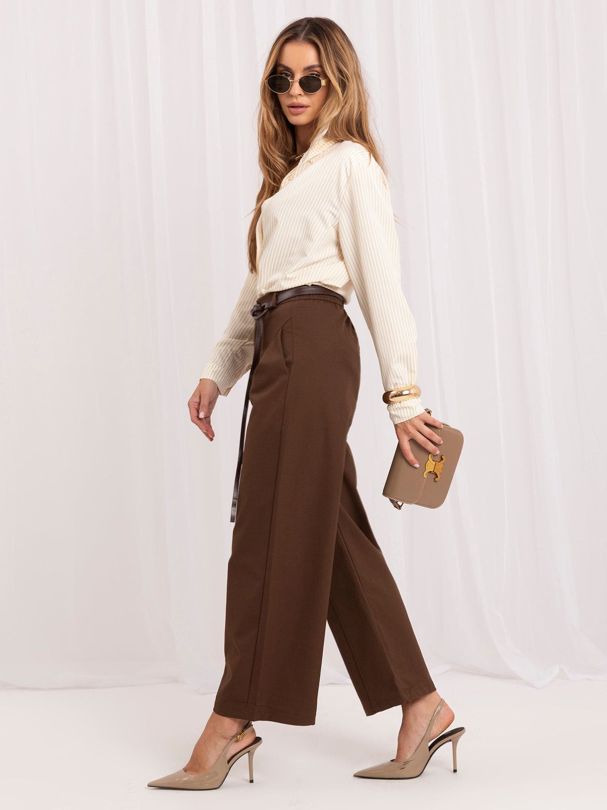 MELFIA Belted Wide Leg Trousers