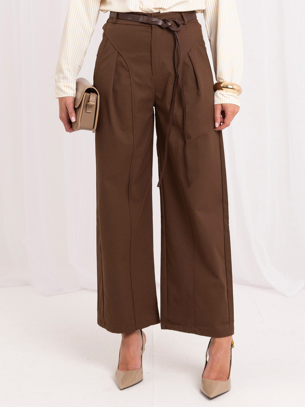 MELFIA Belted Wide Leg Trousers