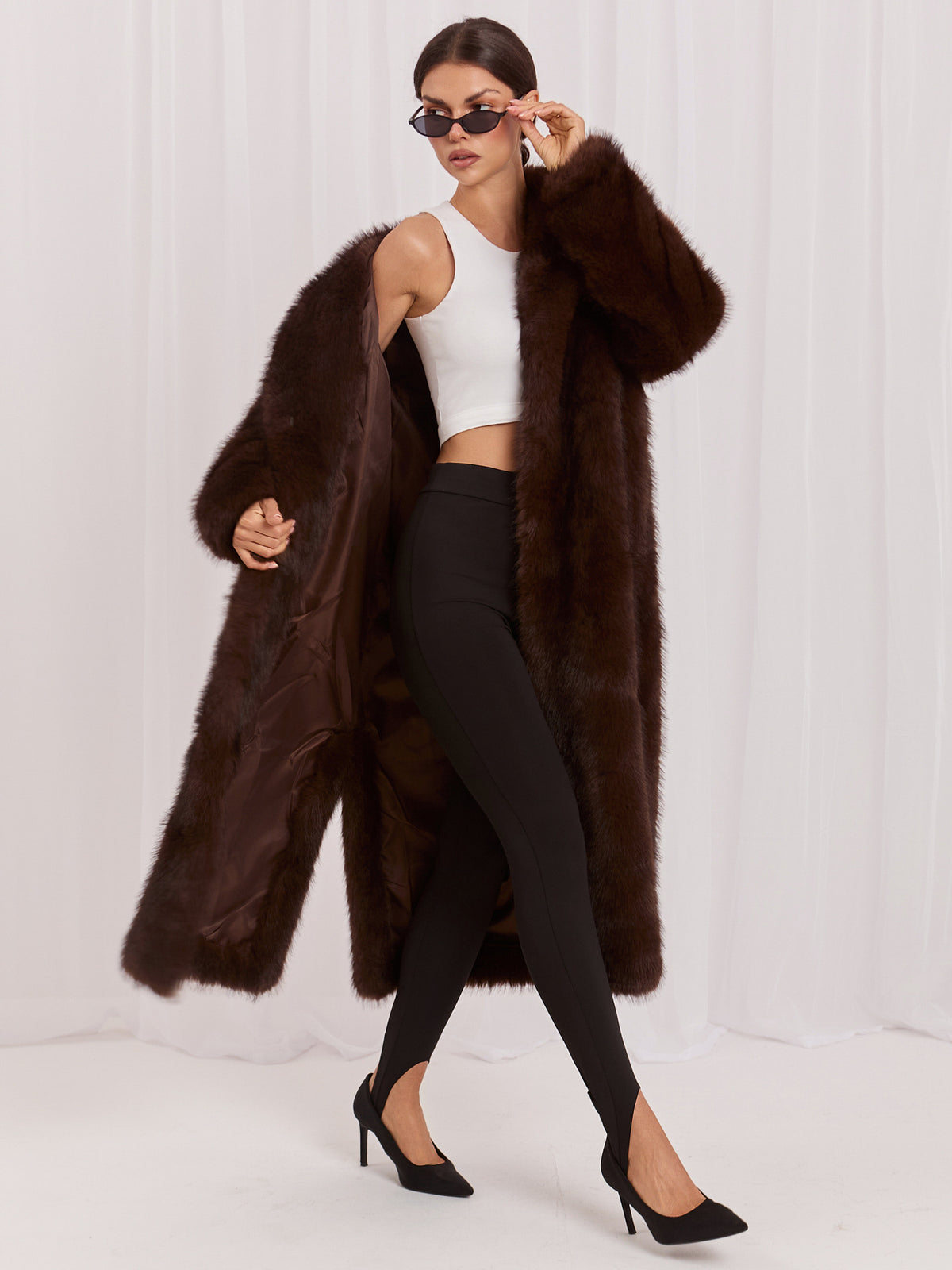 MELFIA Long Faux Fur Coat