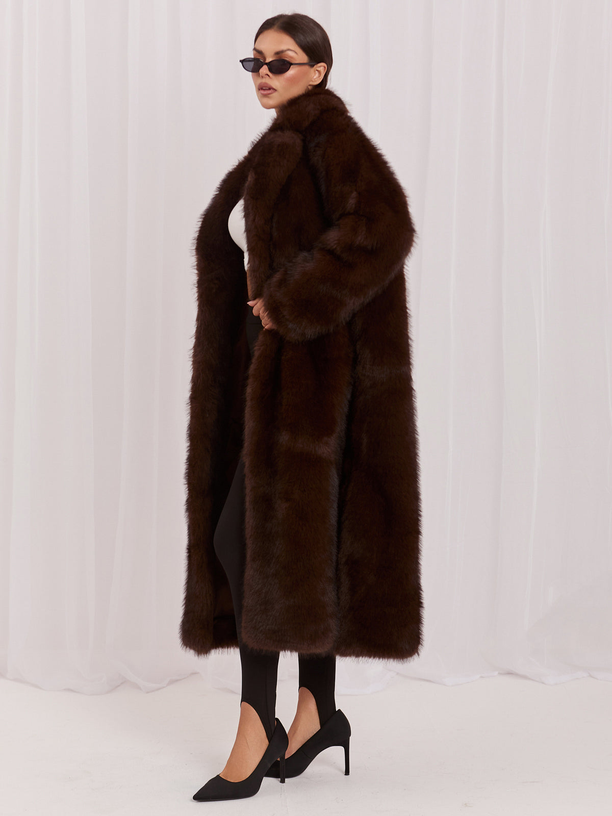 MELFIA Long Faux Fur Coat