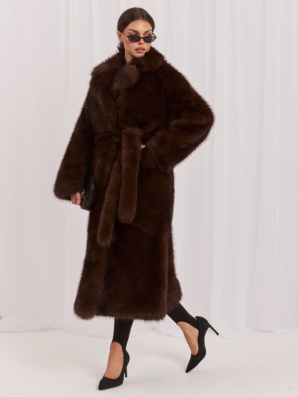 MELFIA Long Faux Fur Coat