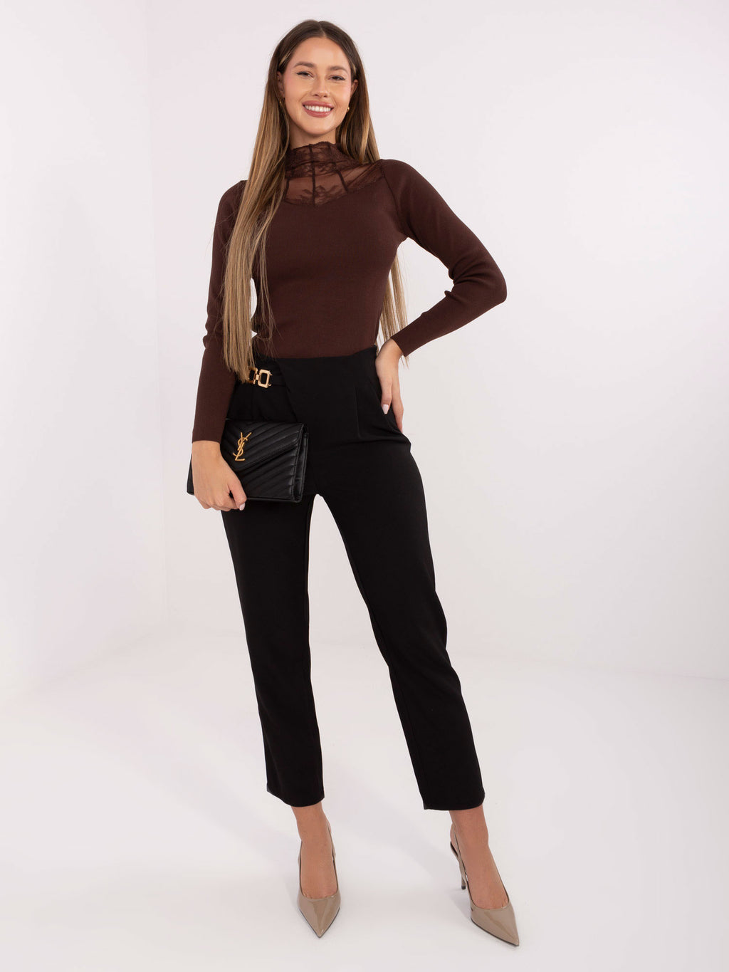 MELFIA® Taillierter Rippstrick-Pullover