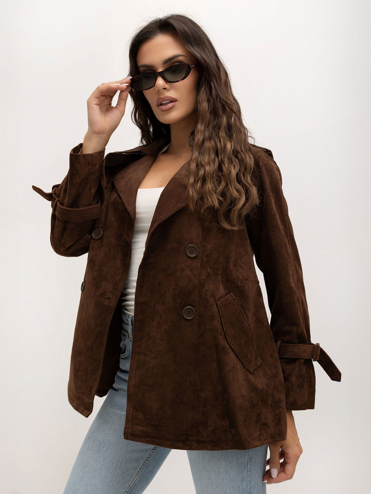 MELFIA Short Suede-Look Coat