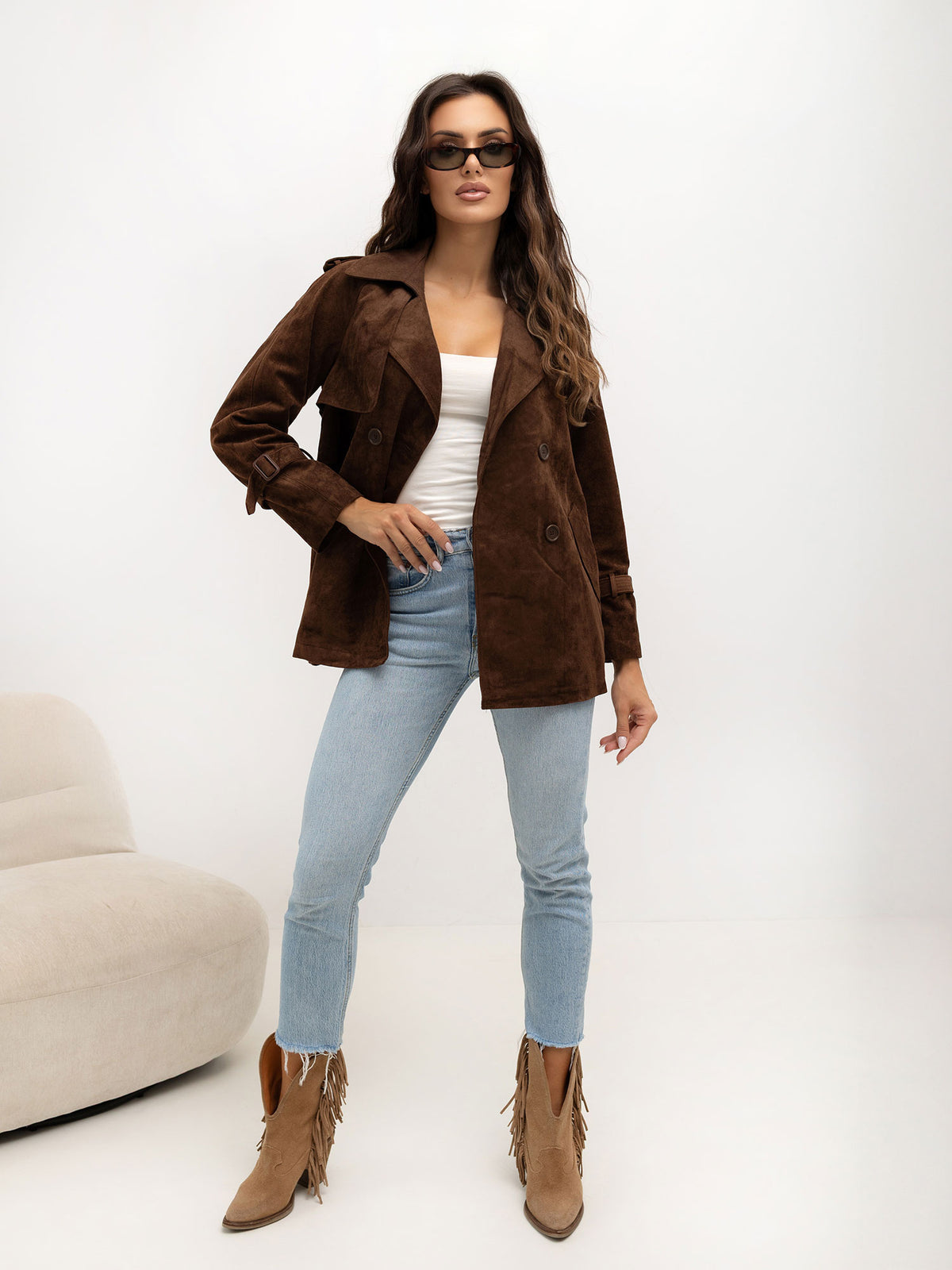 MELFIA Short Suede-Look Coat