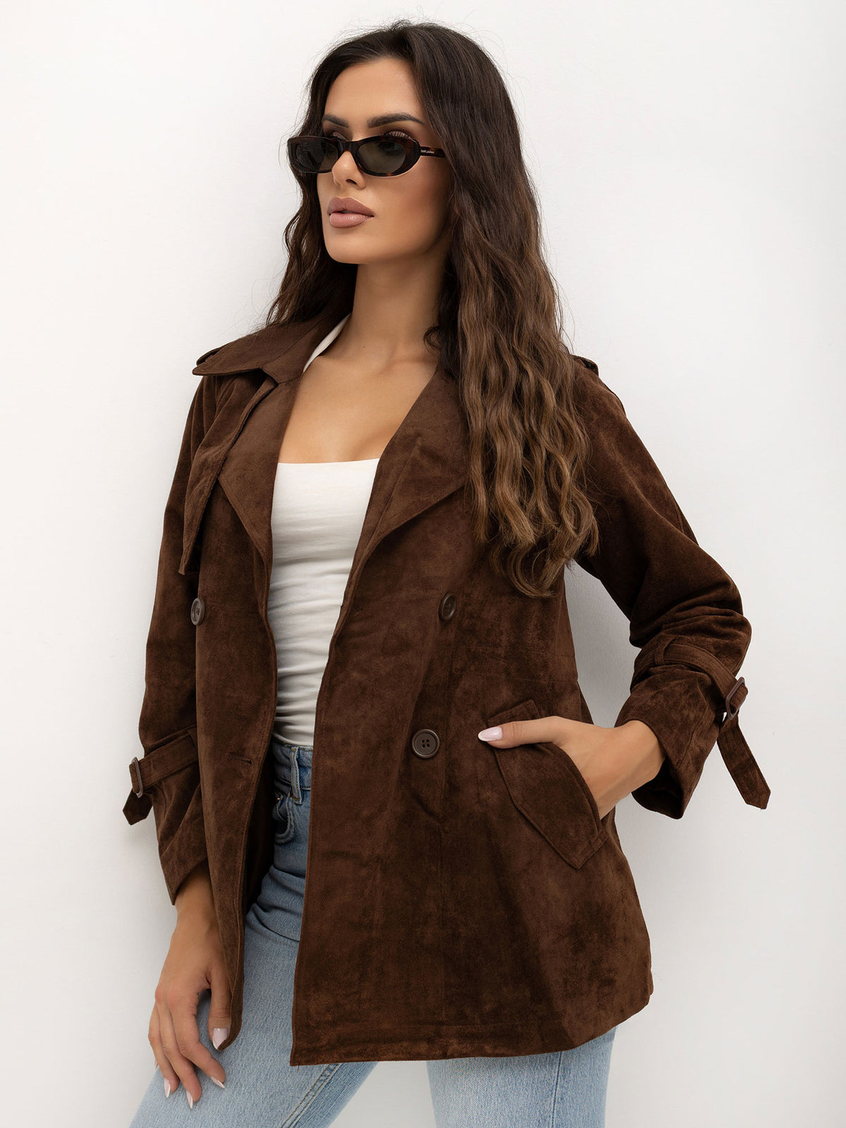 MELFIA Short Suede-Look Coat