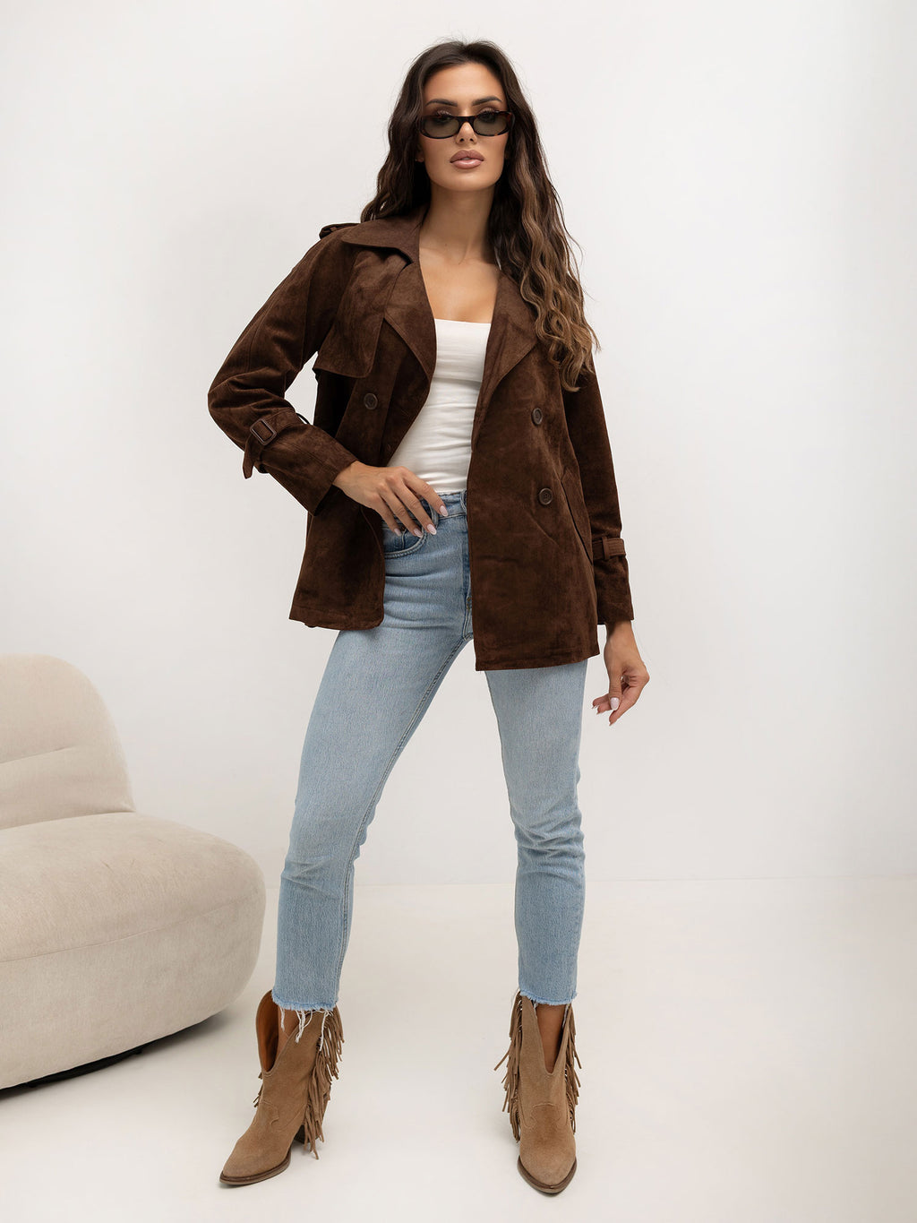 MELFIA Short Suede-Look Coat