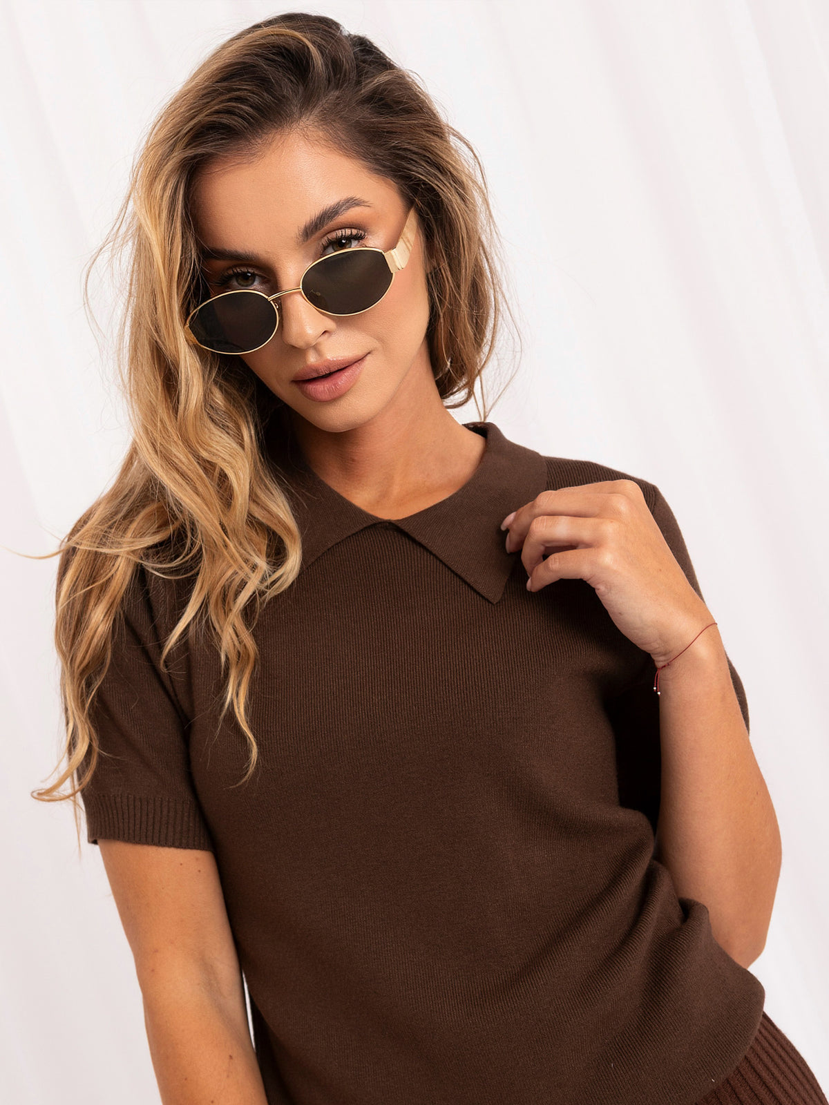 MELFIA® Damen-Polo-Pullover mit kurzen Ärmeln
