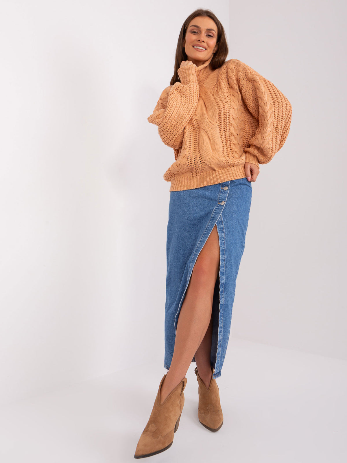 MELFIA – Damen Oversize-Pullover mit Zopfmuster