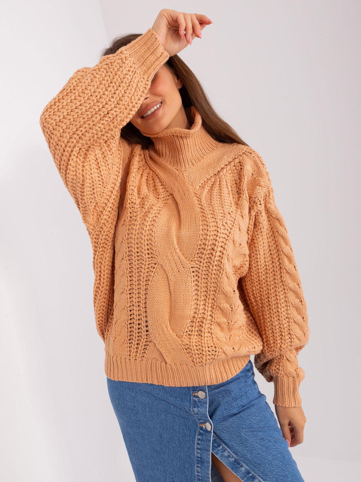 MELFIA – Damen Oversize-Pullover mit Zopfmuster