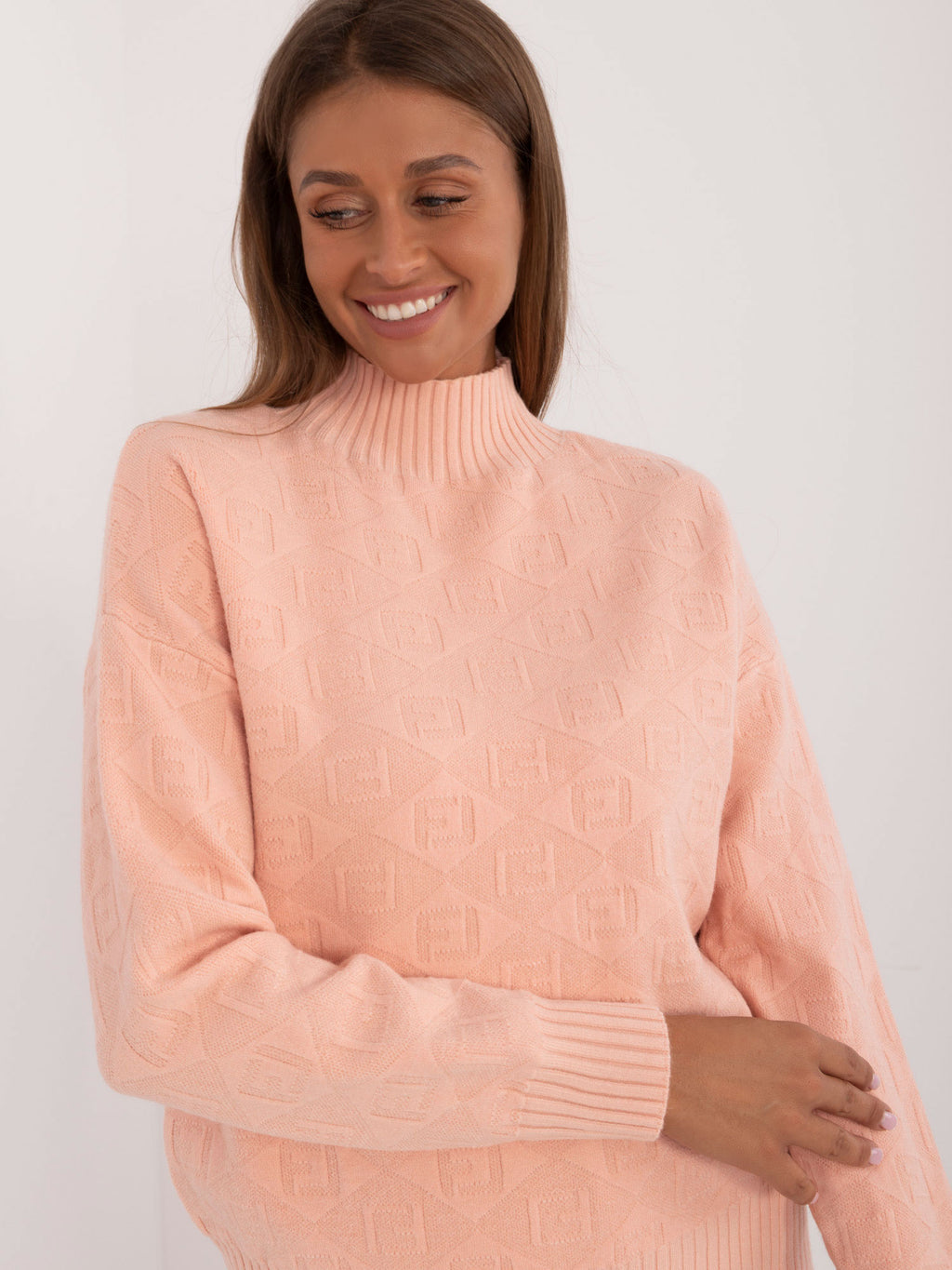 MELFIA – Musterpullover mit Stehkragen