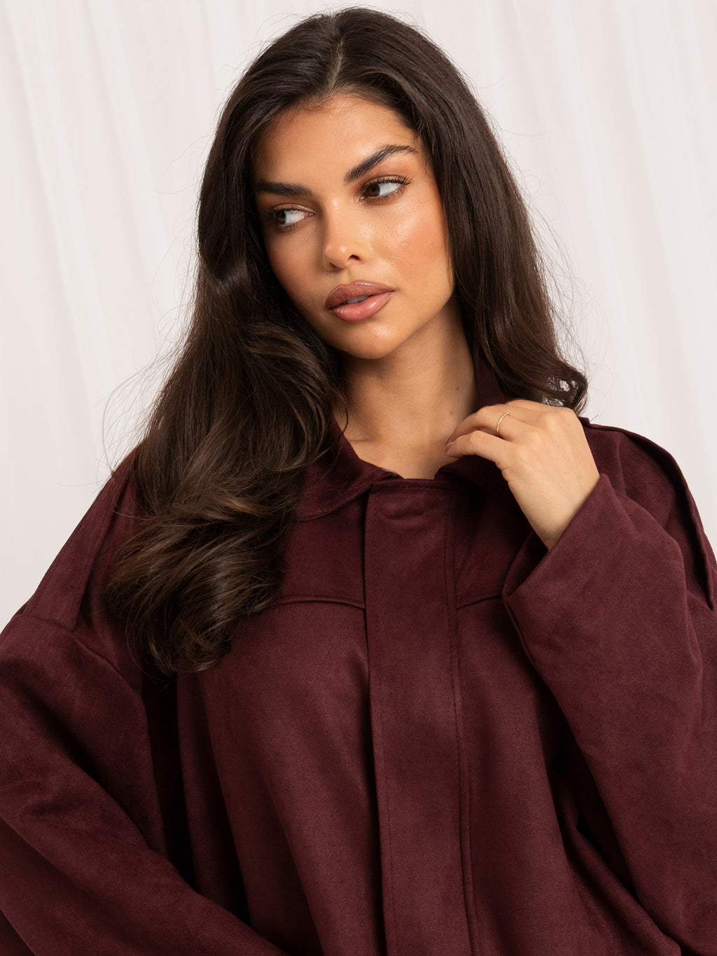 MELFIA Faux Suede Zip Bomber Jacket