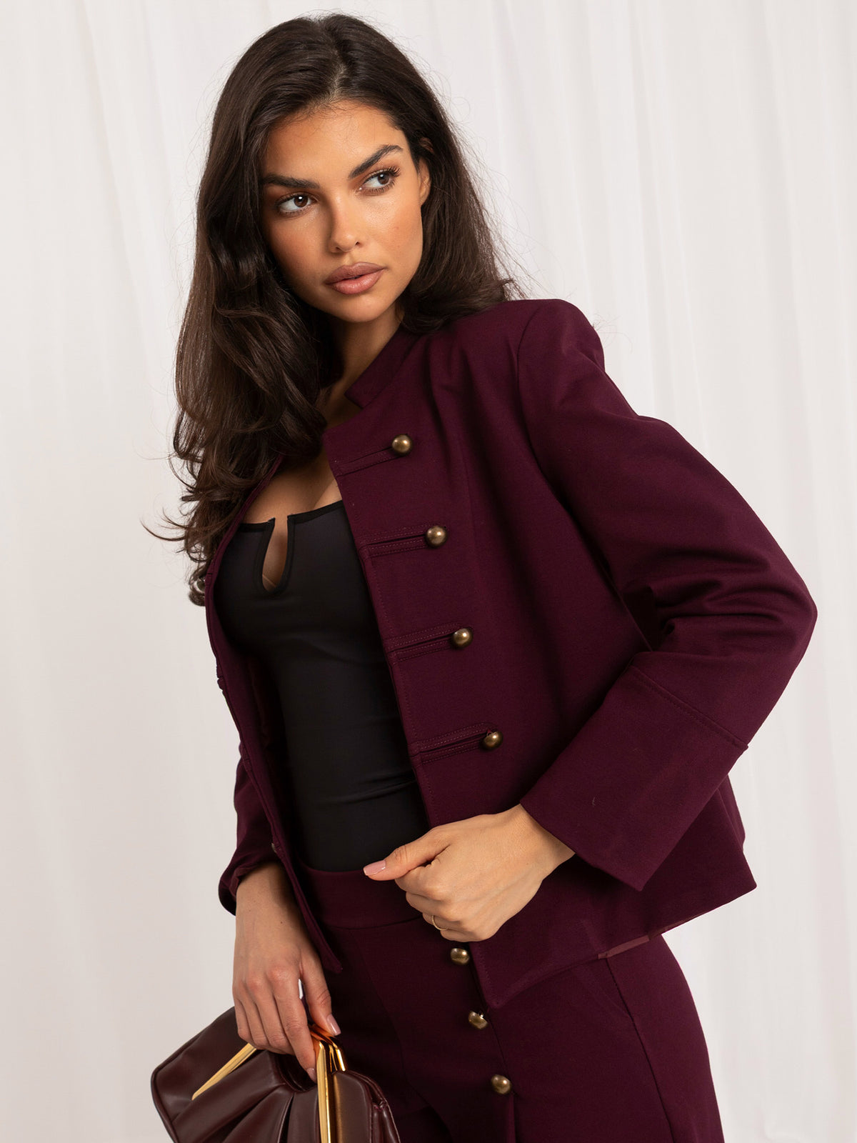 MELFIA Brauner Damenanzug mit doppelter Knopfleiste