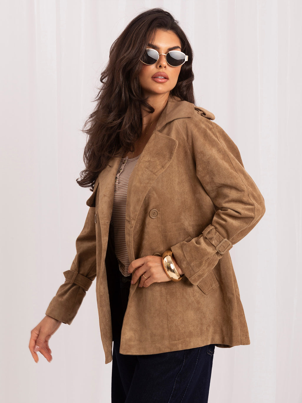 MELFIA Short Suede-Look Coat