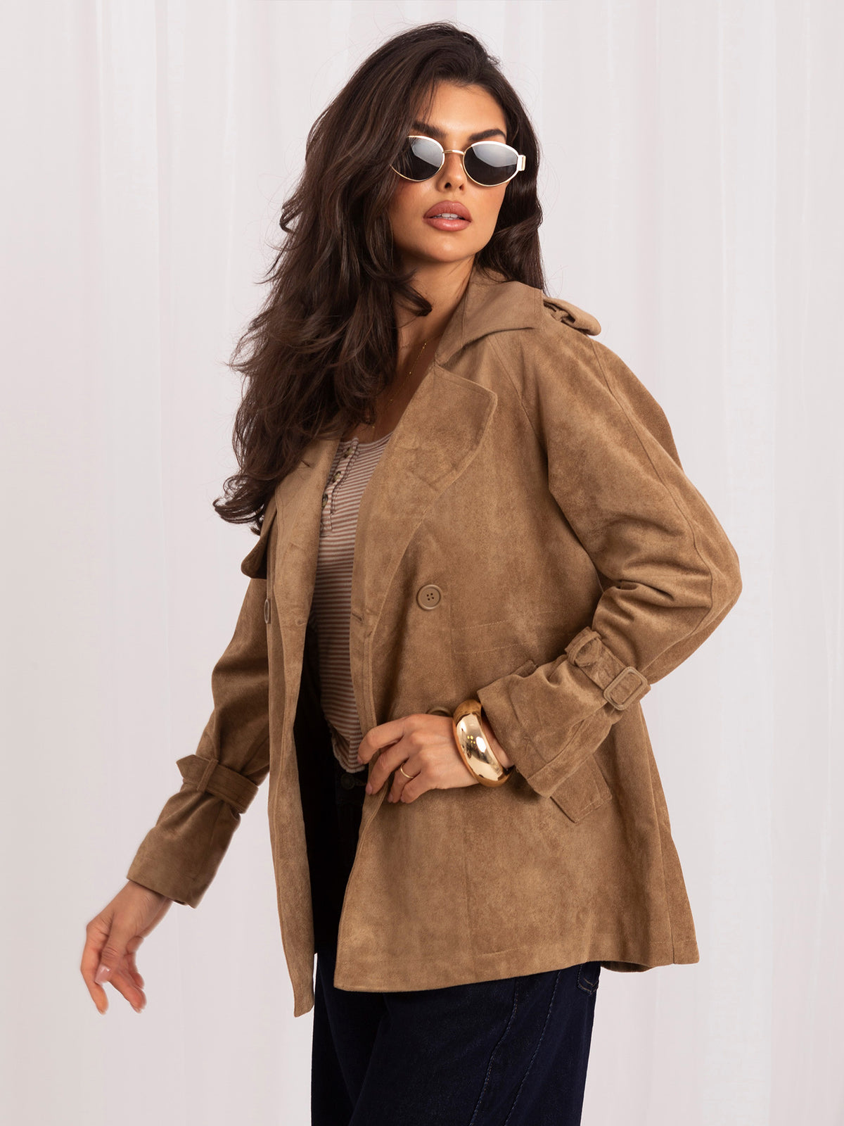MELFIA Short Suede-Look Coat
