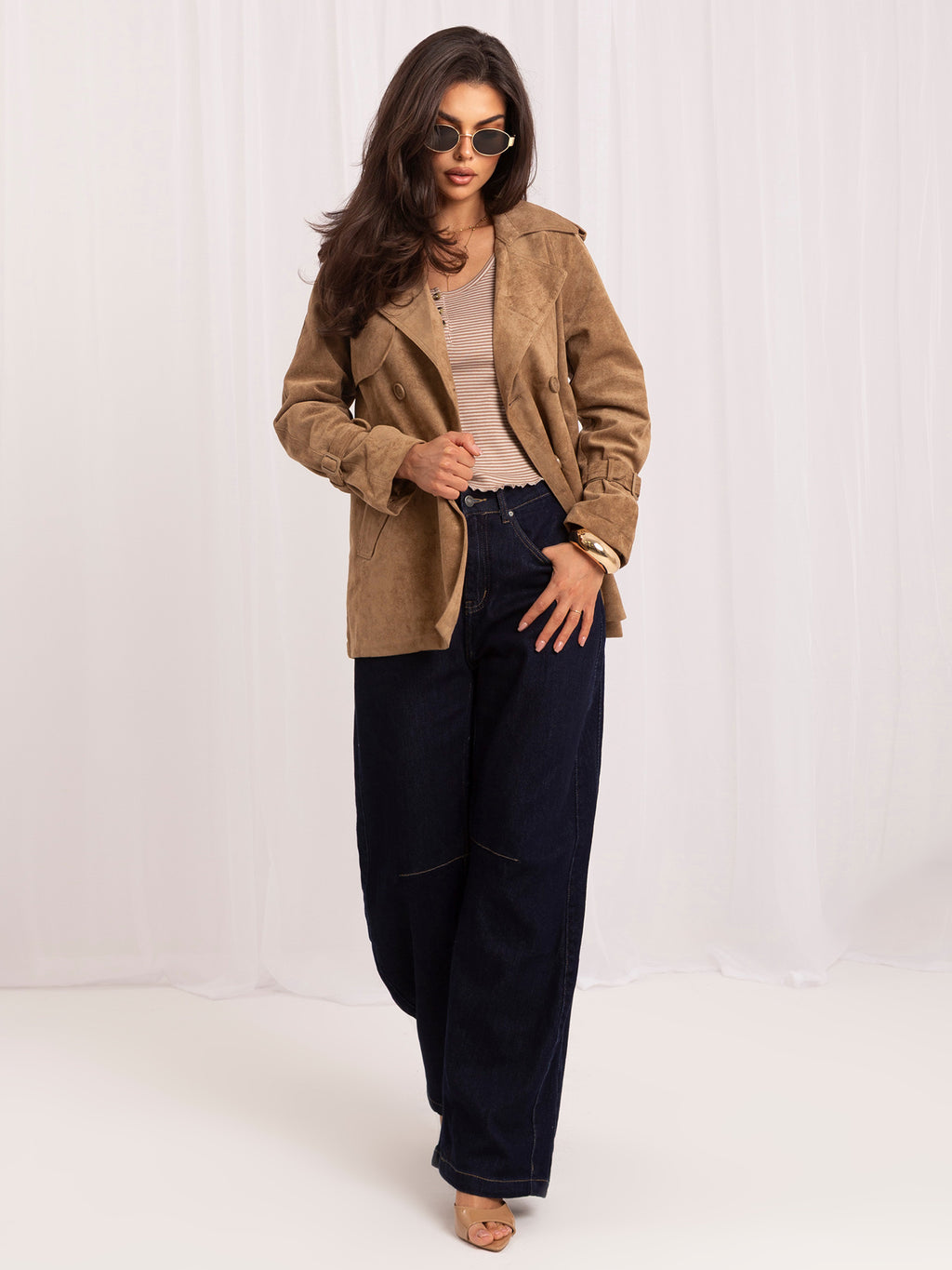 MELFIA Short Suede-Look Coat