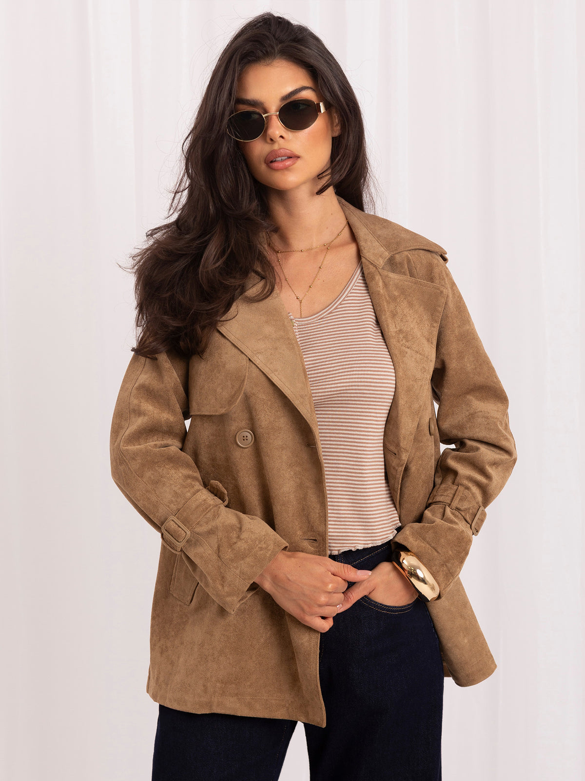 MELFIA Short Suede-Look Coat