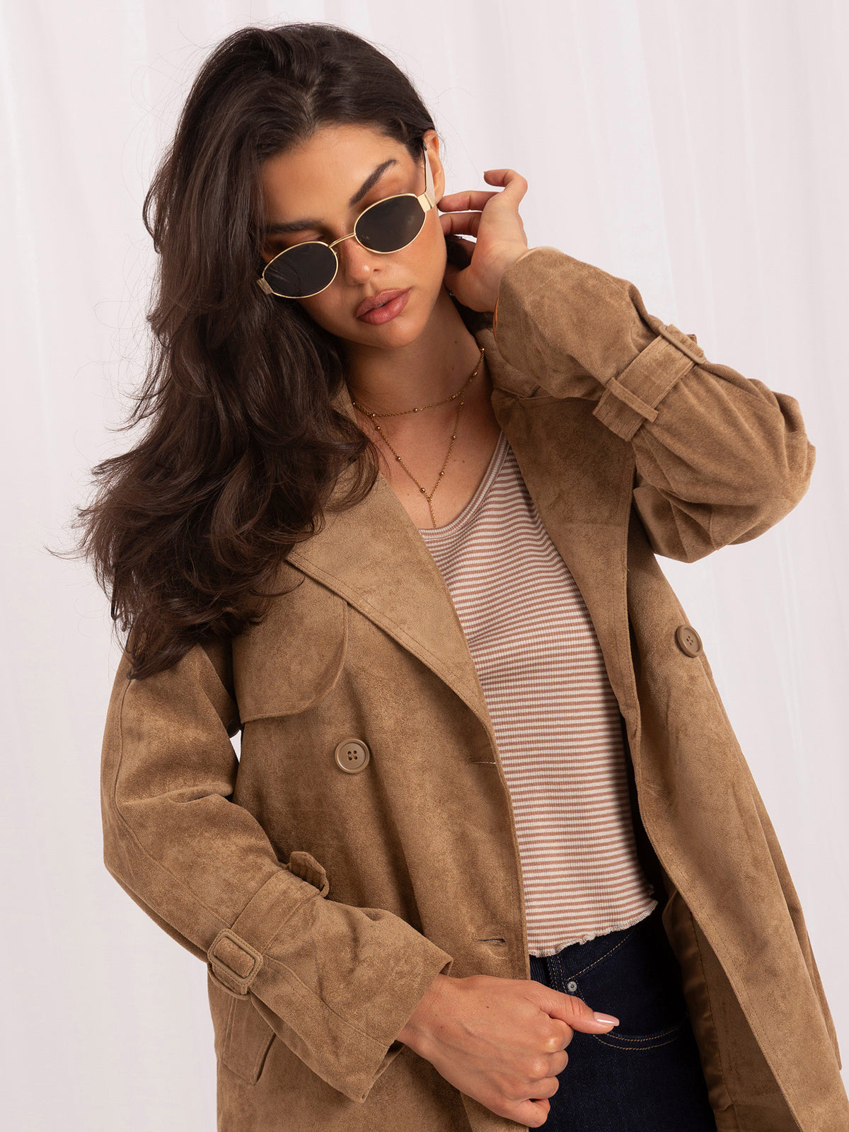 MELFIA Short Suede-Look Coat