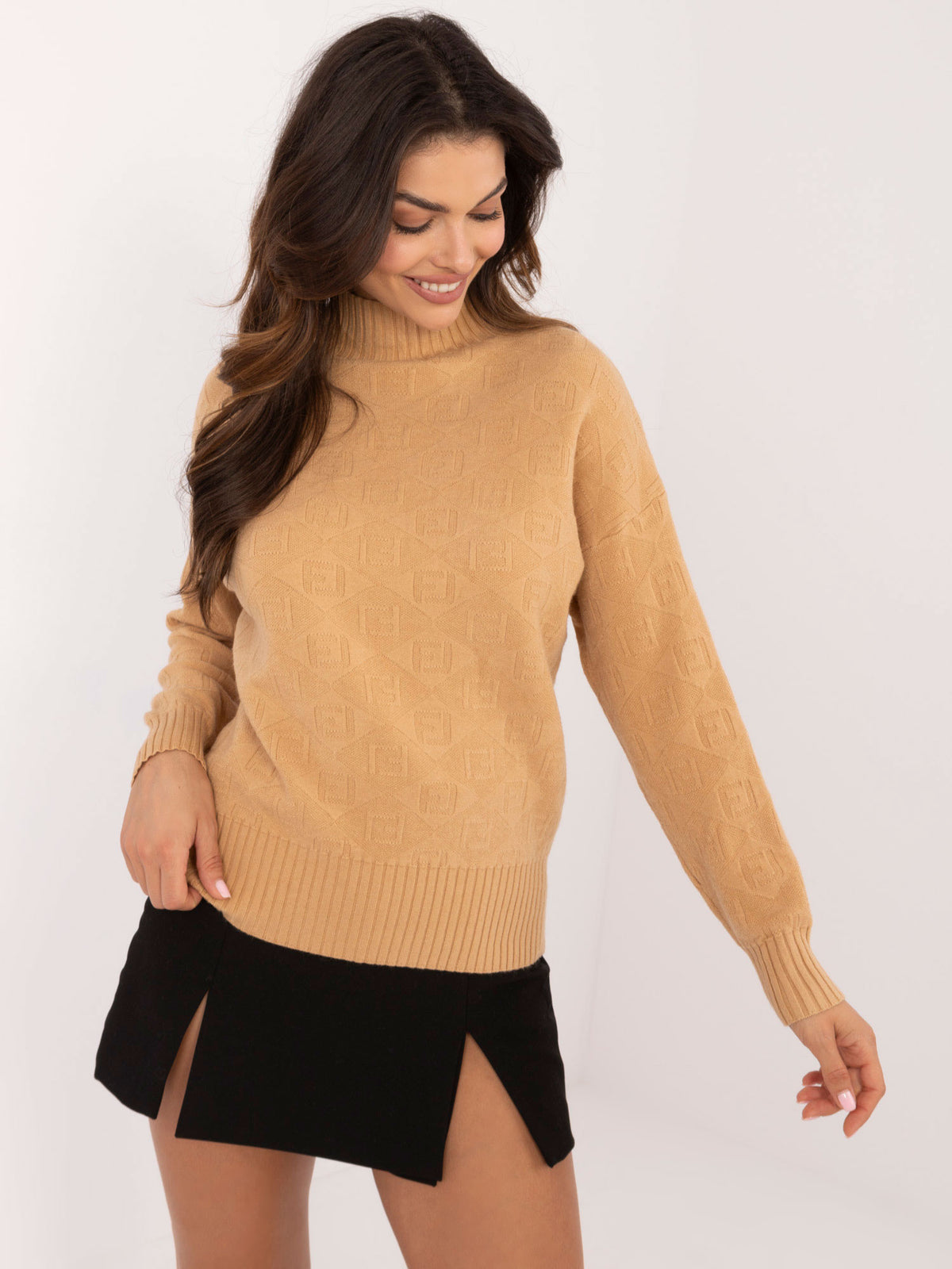 MELFIA – Musterpullover mit Stehkragen