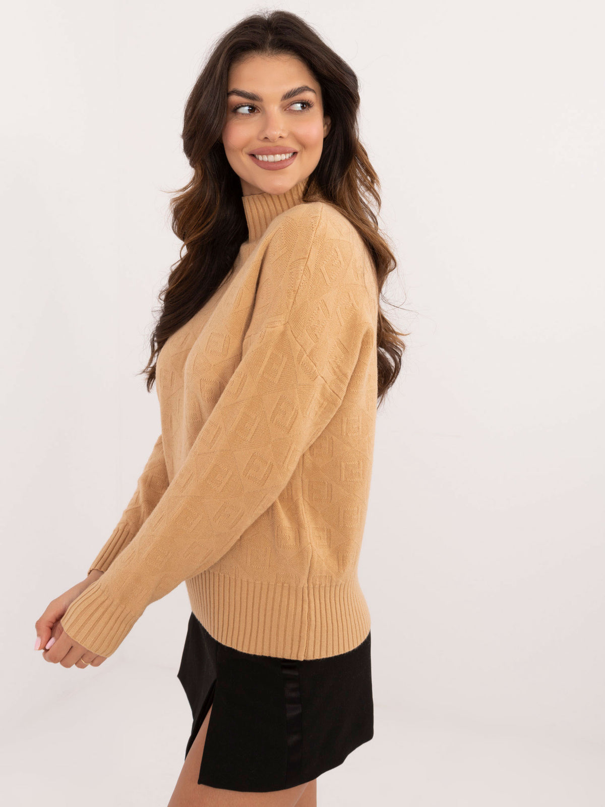 MELFIA – Musterpullover mit Stehkragen