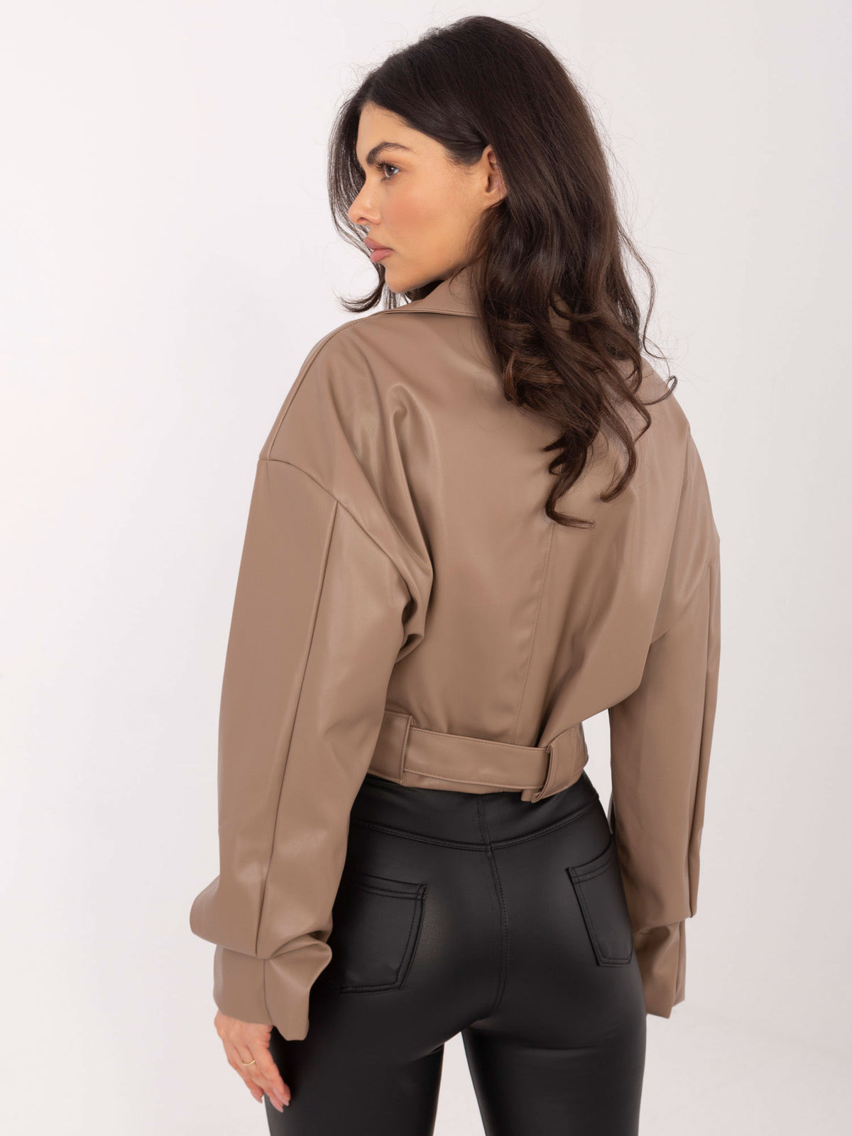 MELFIA  Schwarze Bikerjacke mit gerafften Ärmeln