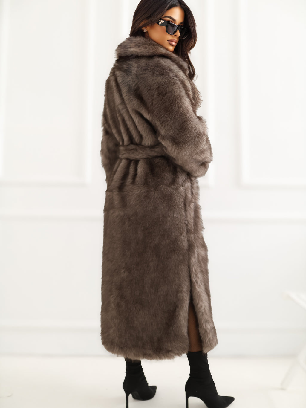 MELFIA Long Faux Fur Coat