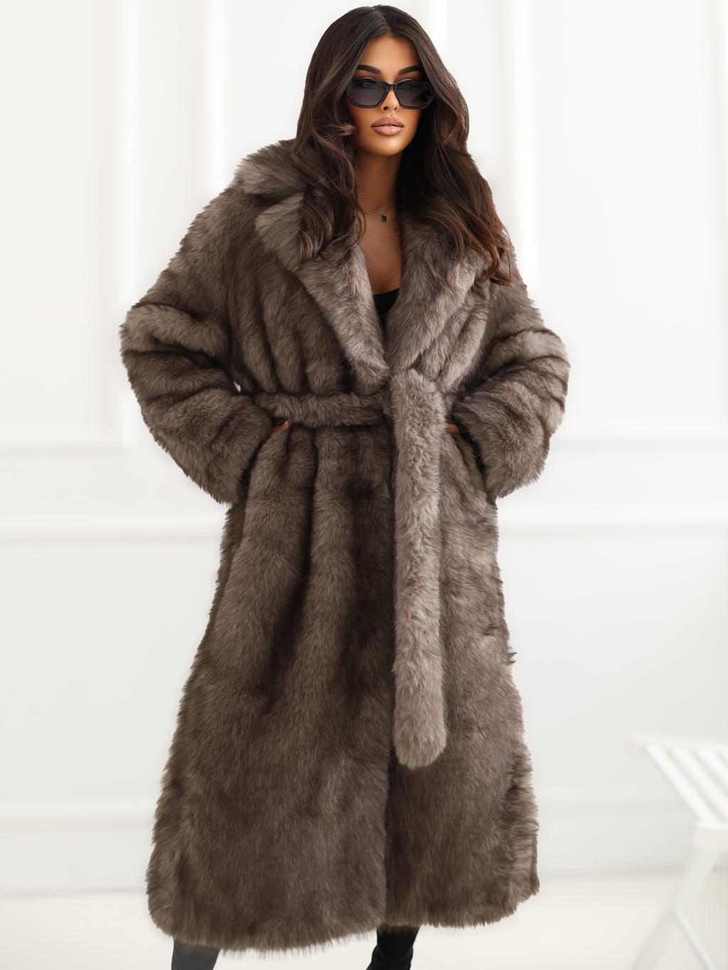 MELFIA Long Faux Fur Coat