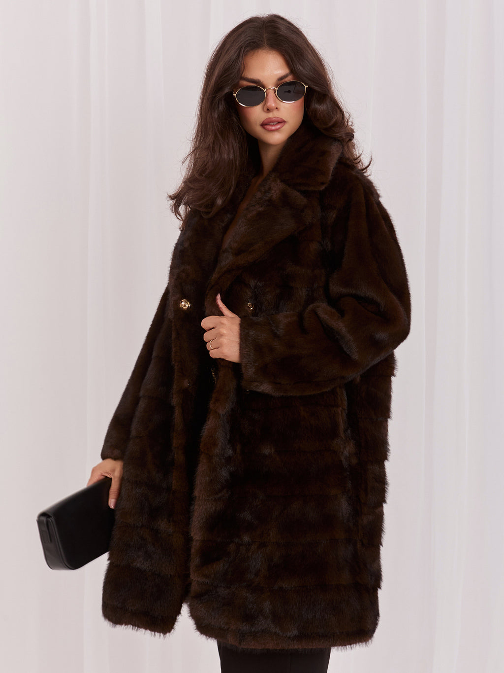 MELFIA Belted Faux Fur Coat