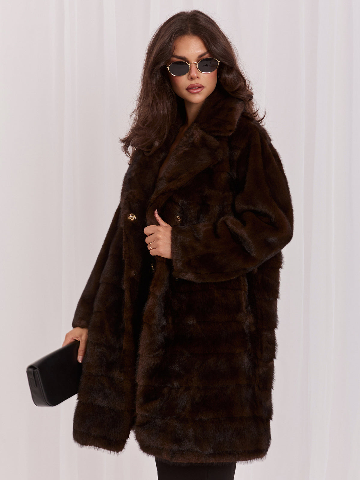 MELFIA Belted Faux Fur Coat